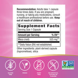 Nature's Way Maca Root Capsules 525mg on wooden table