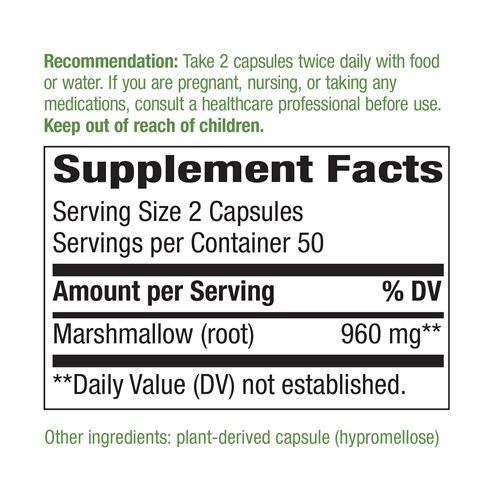 Nature's Way Marshmallow Root Capsules ingredients list