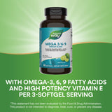 Nature's Way Mega 3/6/9 Omega Oil Blend 645mg softgels back view