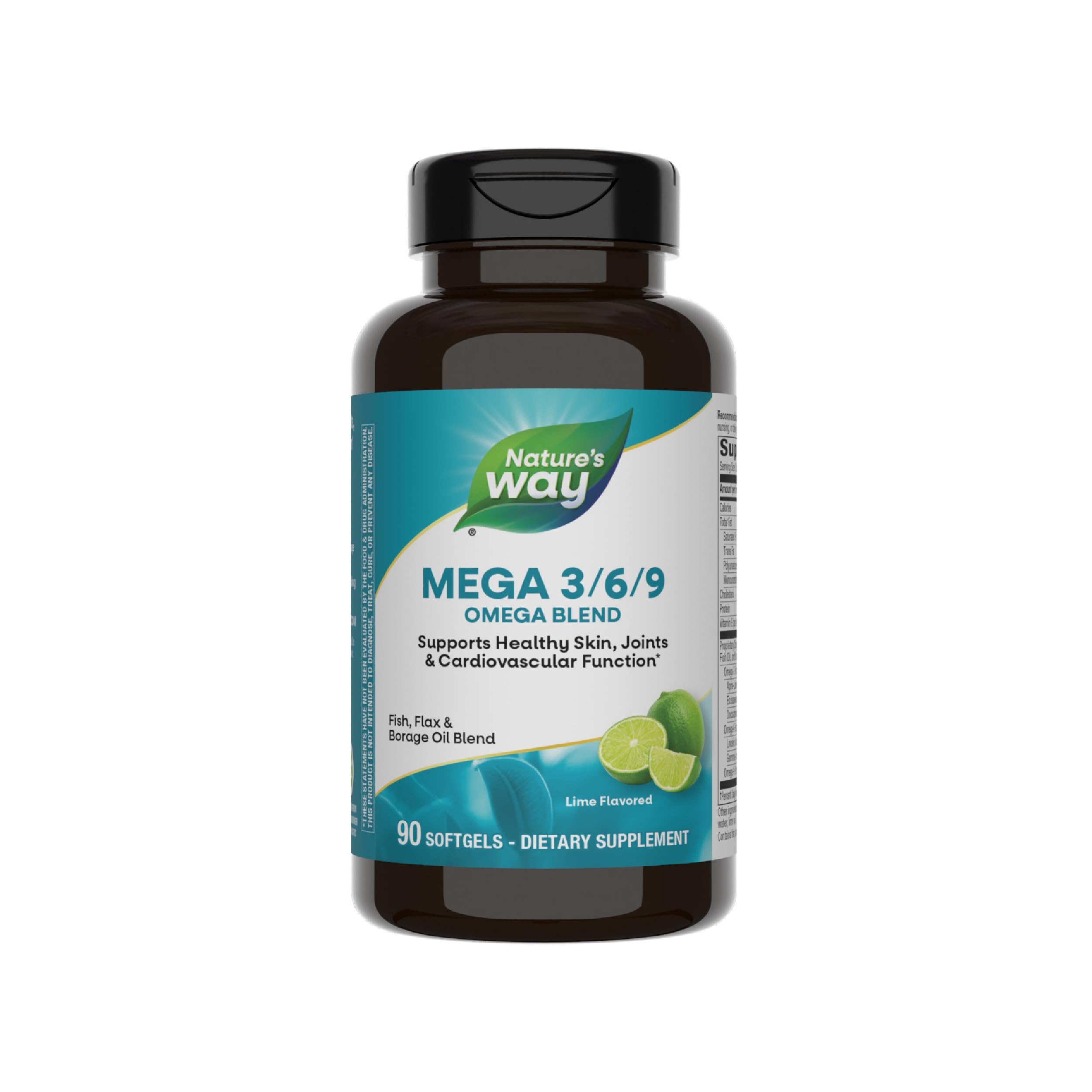 Nature's Way Mega 3/6/9 Omega Oil Blend 645mg softgels front view