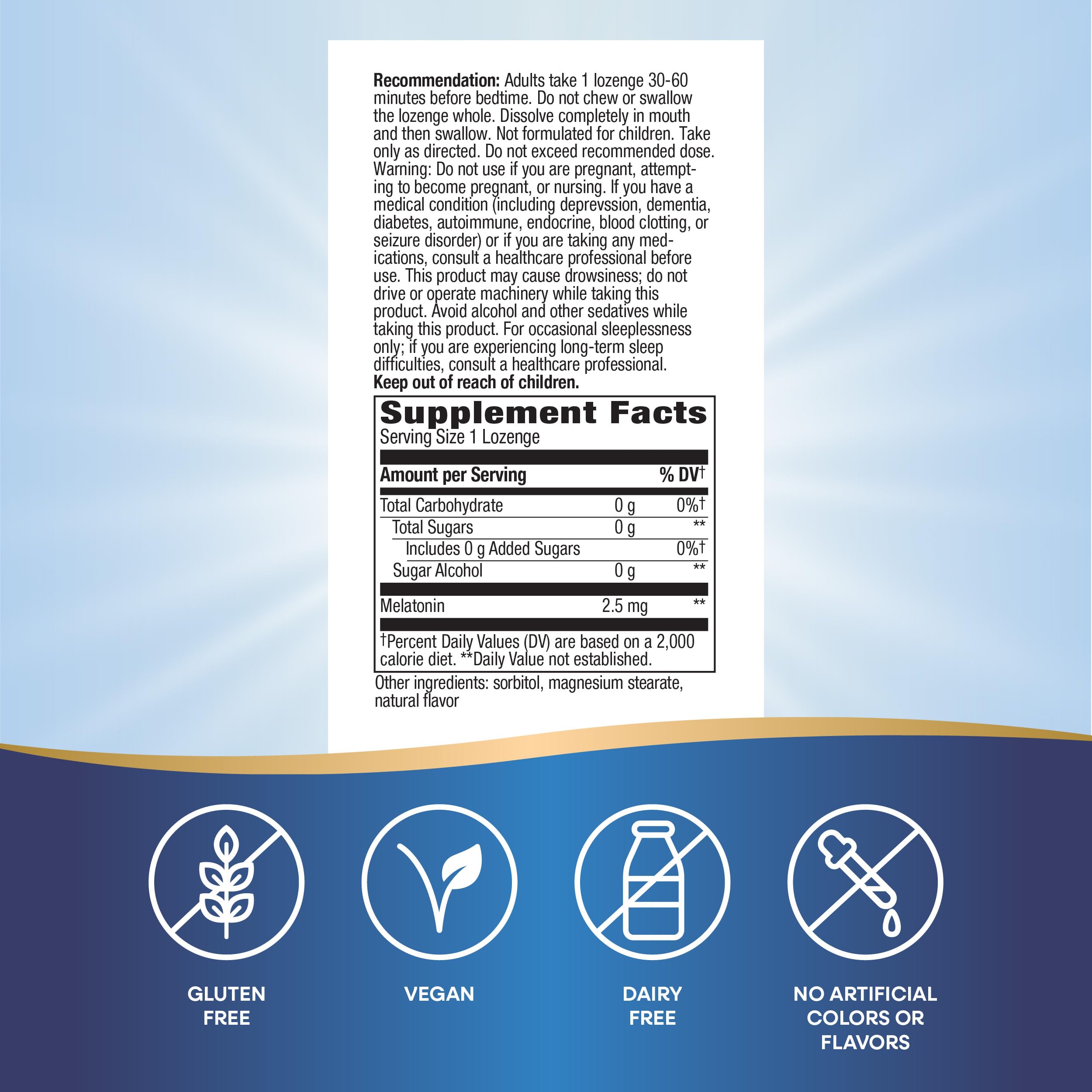 Nature's Way Melatonin Lozenges 2.5 mg ingredients list