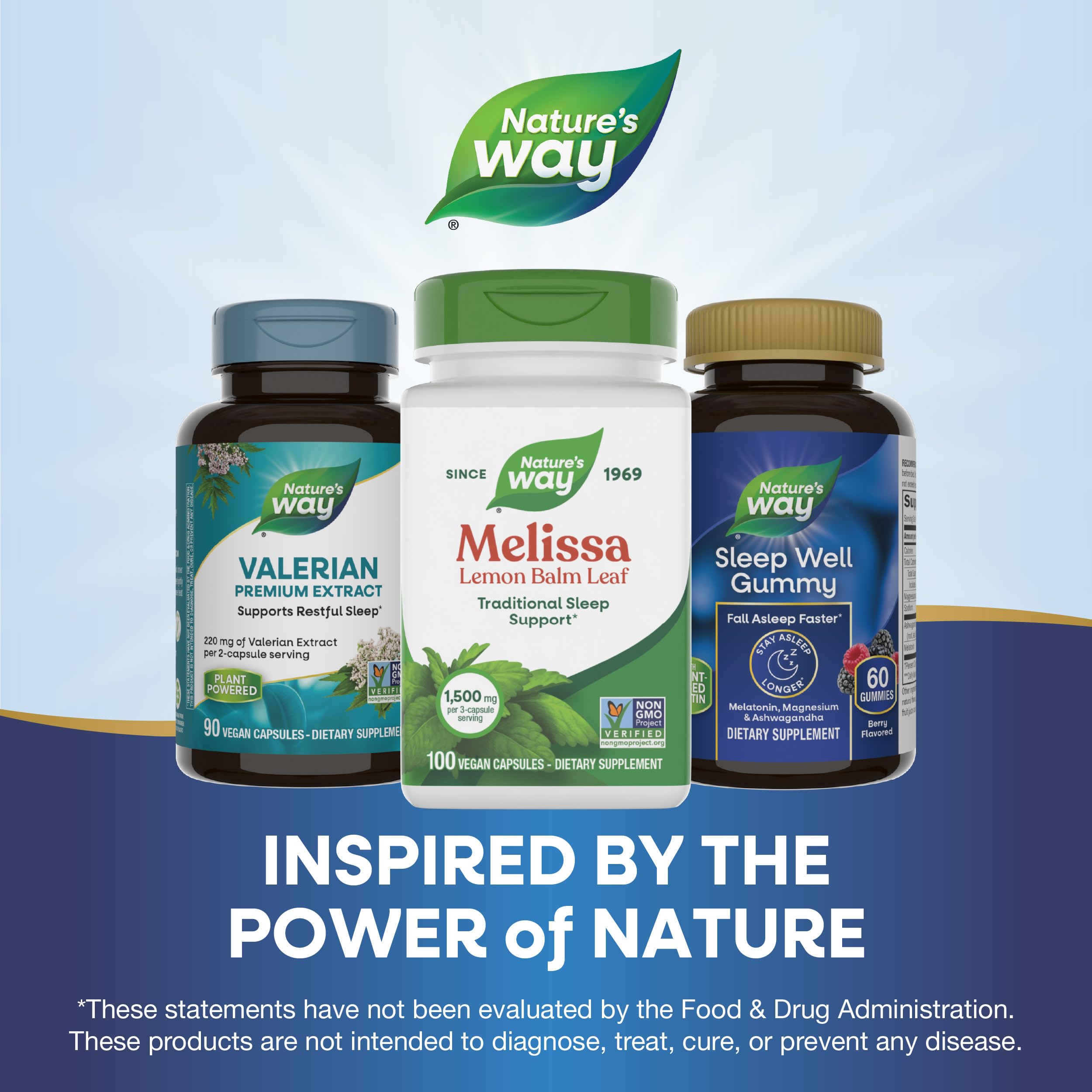 Nature's Way Melissa Lemon Balm Leaf Capsules in a natural setting