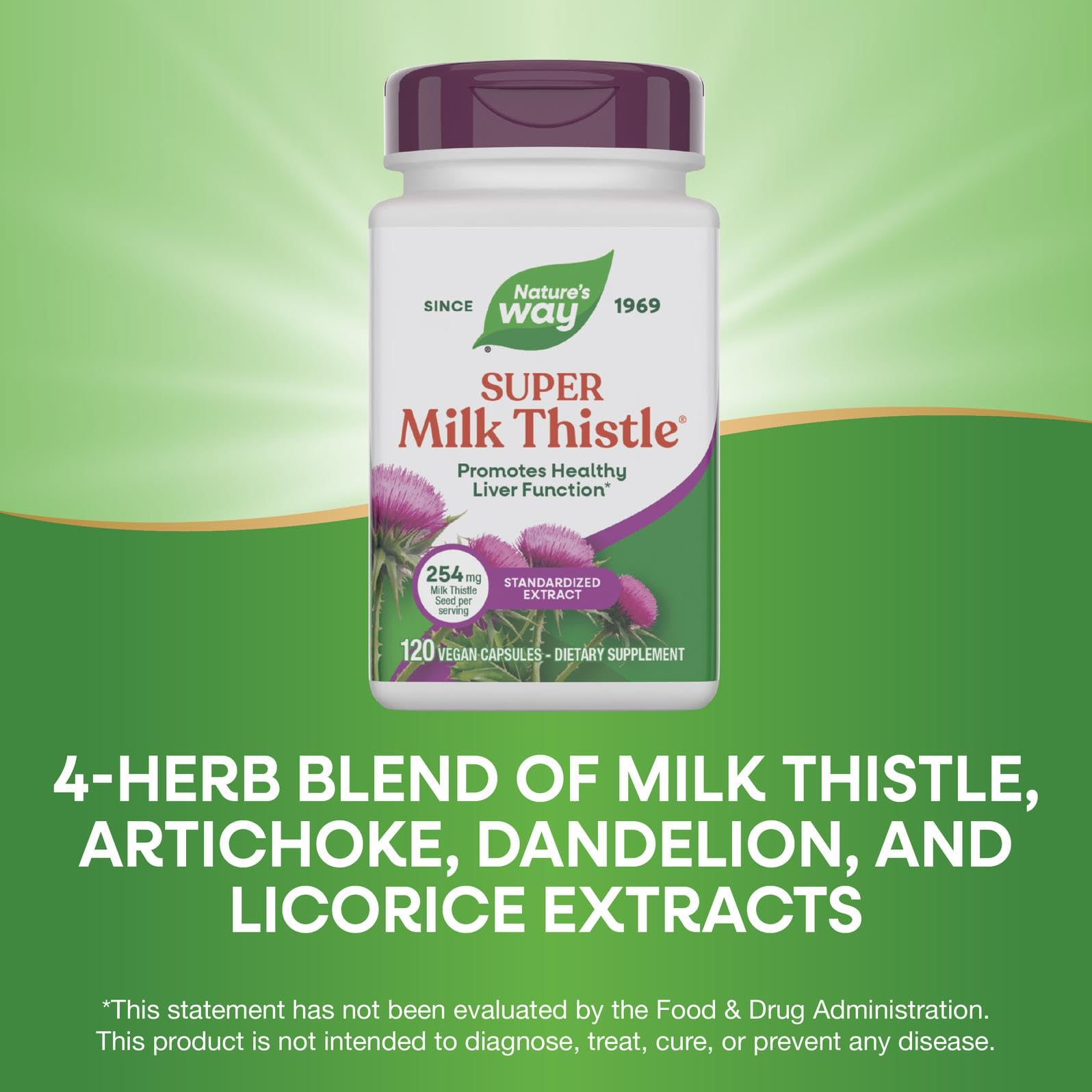 Nature's Way Milk Thistle Supplement bottle back view