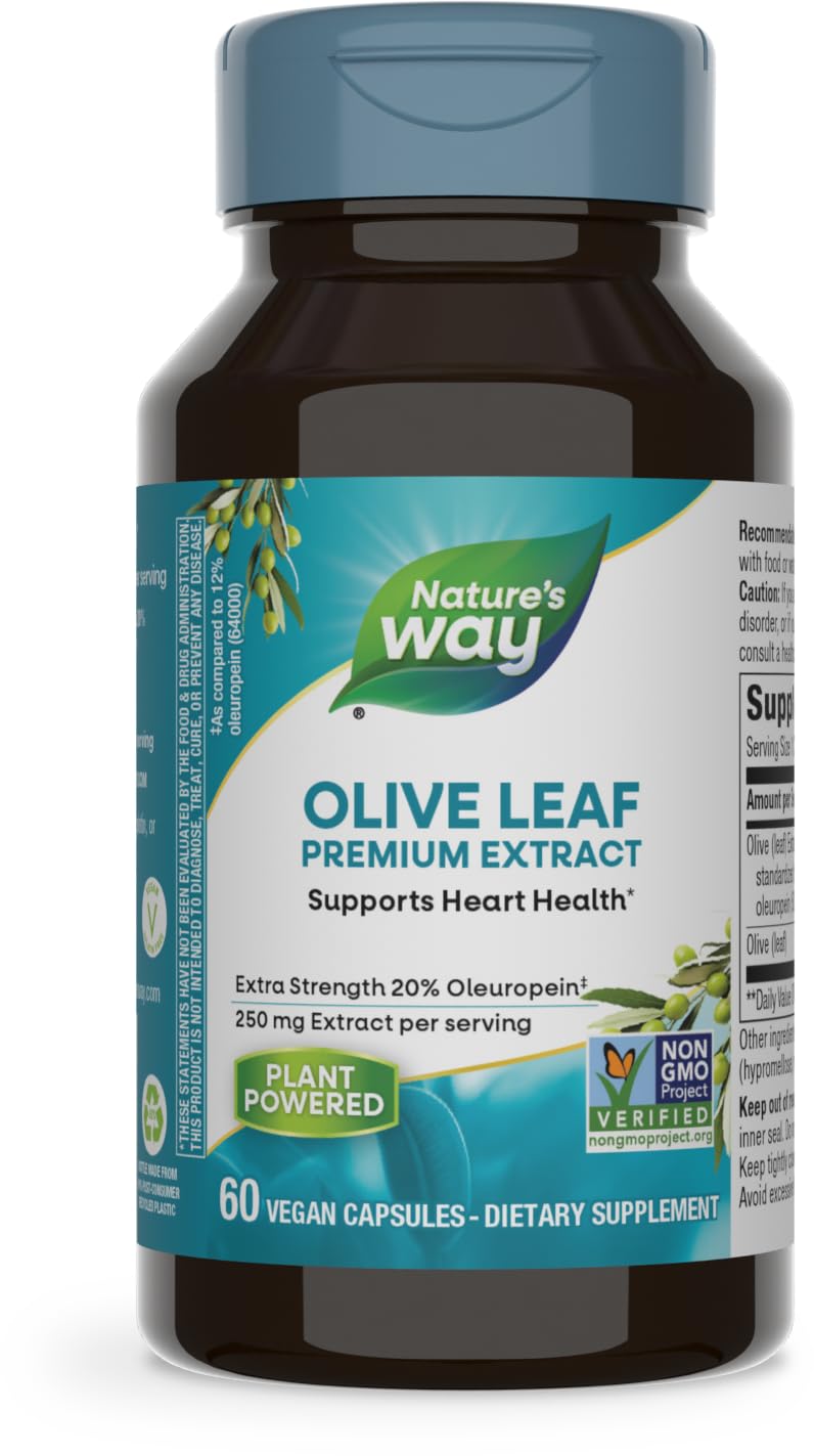 Nature's Way Olive Leaf Extract 250mg Vegan Capsules front view