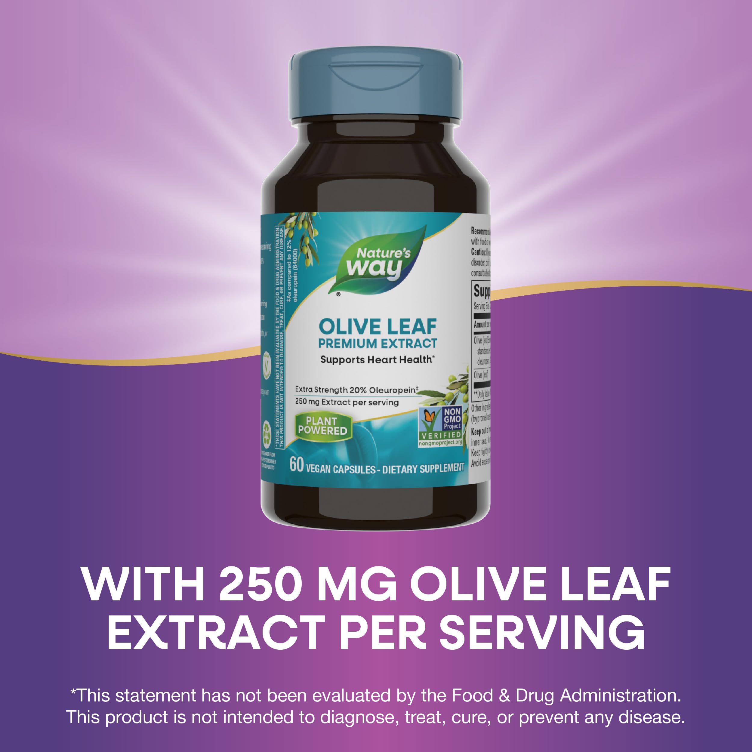 Nature's Way Olive Leaf Extract 250mg Vegan Capsules packaging