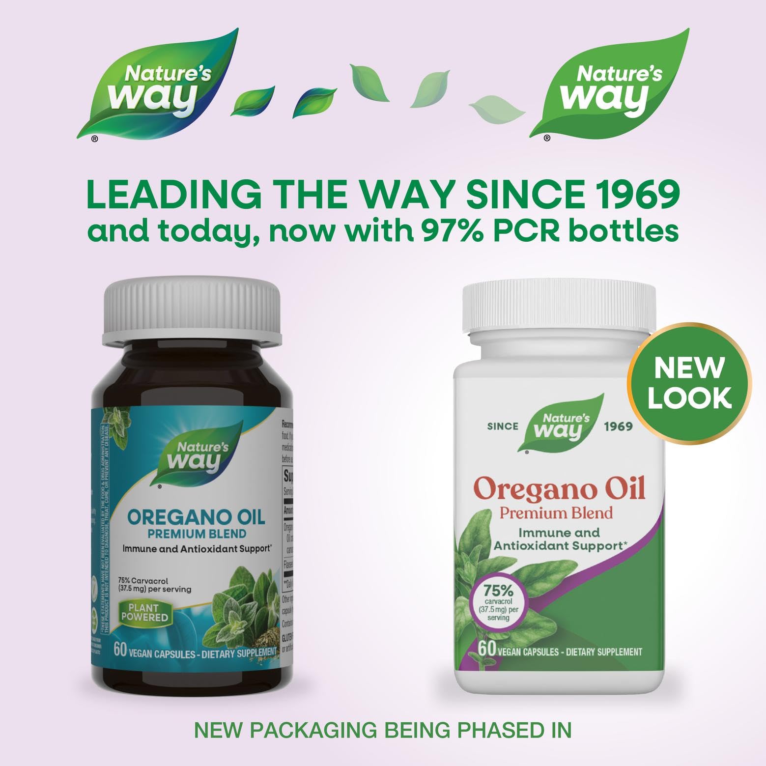 Nature's Way Oregano Oil Capsules back view with ingredient list