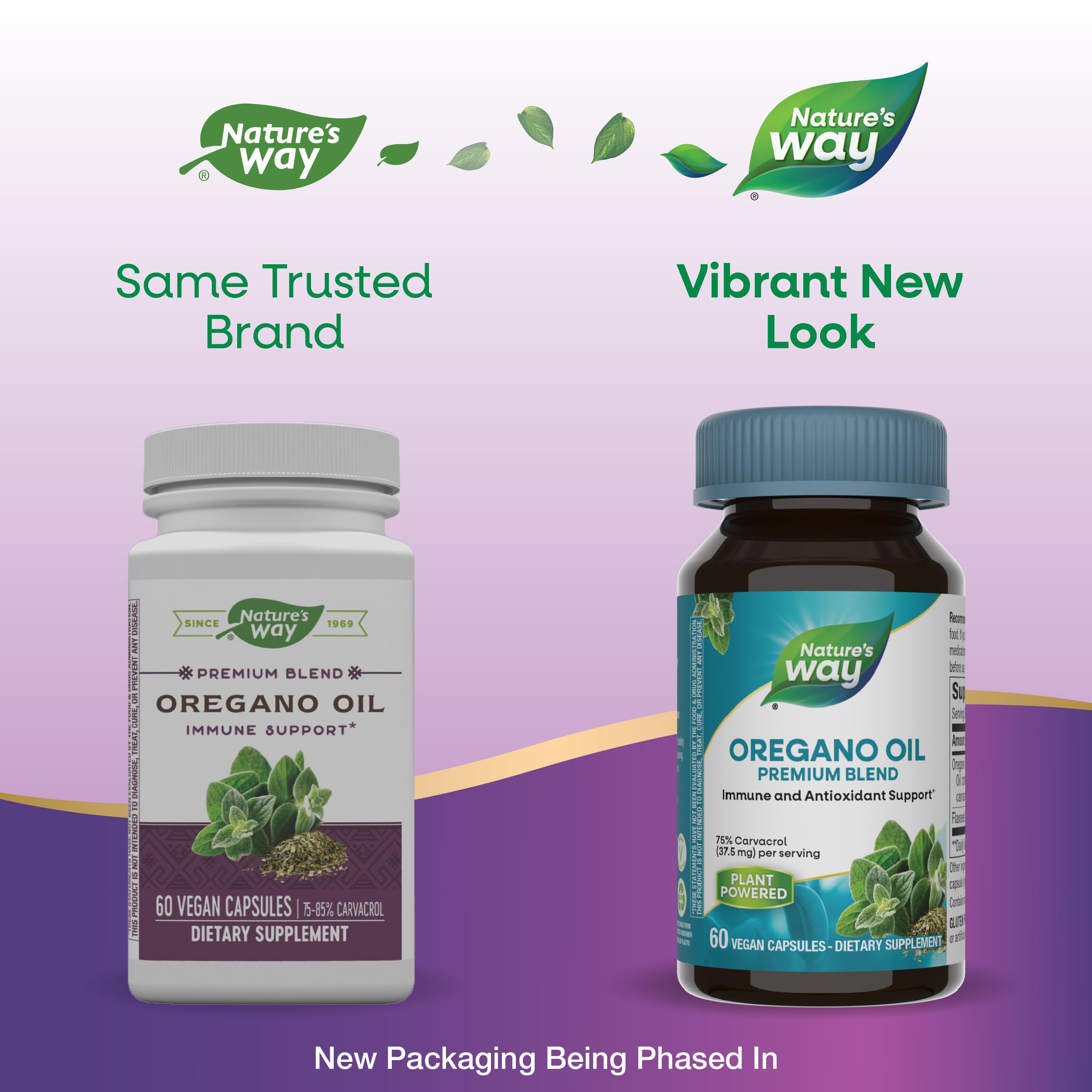 Nature's Way Oregano Oil Capsules back view with ingredient list