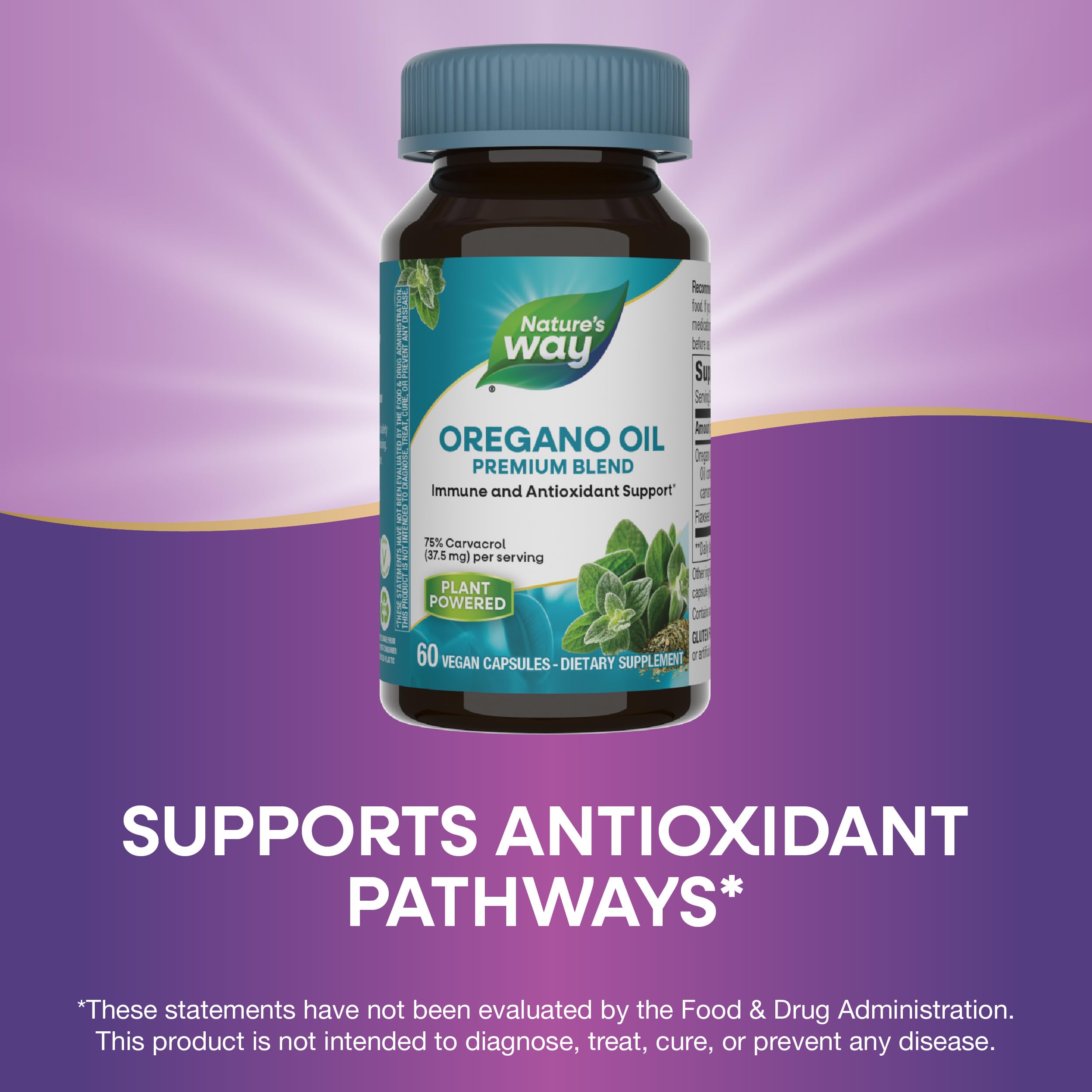 Nature's Way Oregano Oil Capsules lifestyle scene on kitchen table