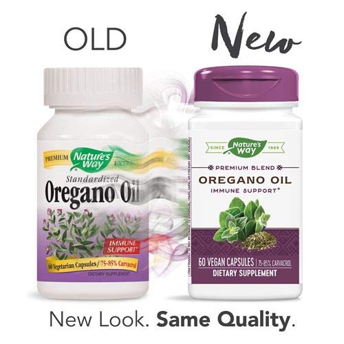 Nature's Way Oregano Oil Capsules side view showing capsule details