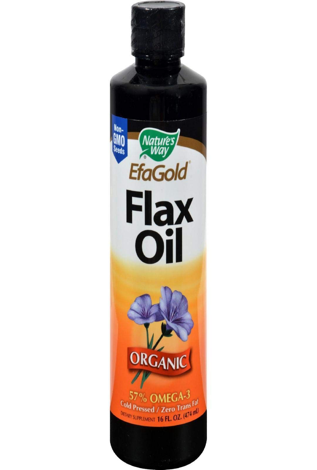 Nature's Way Organic Flax Oil Liquid nutritional information label