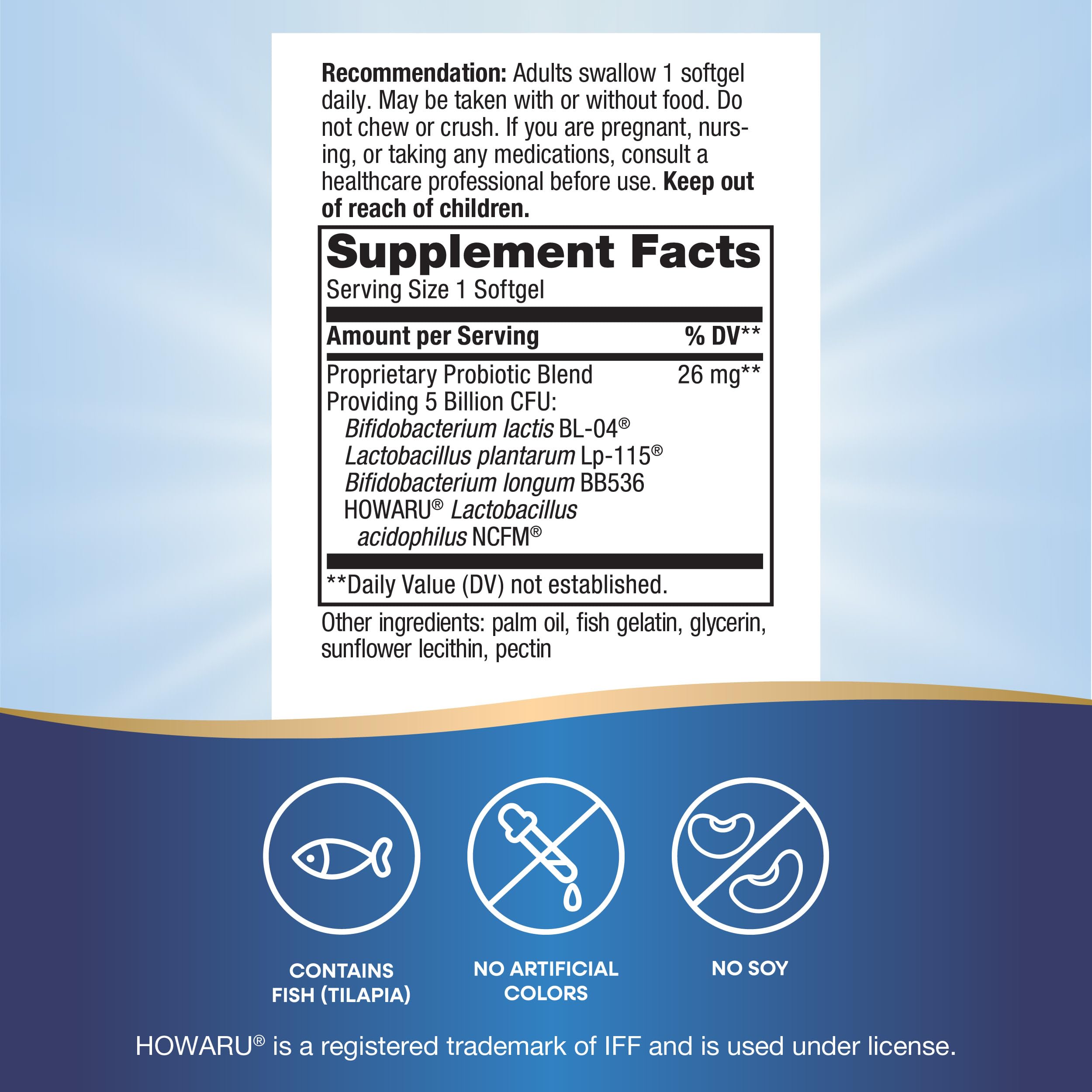 Nature's Way Pearls Max Potency Probiotic softgel in hand