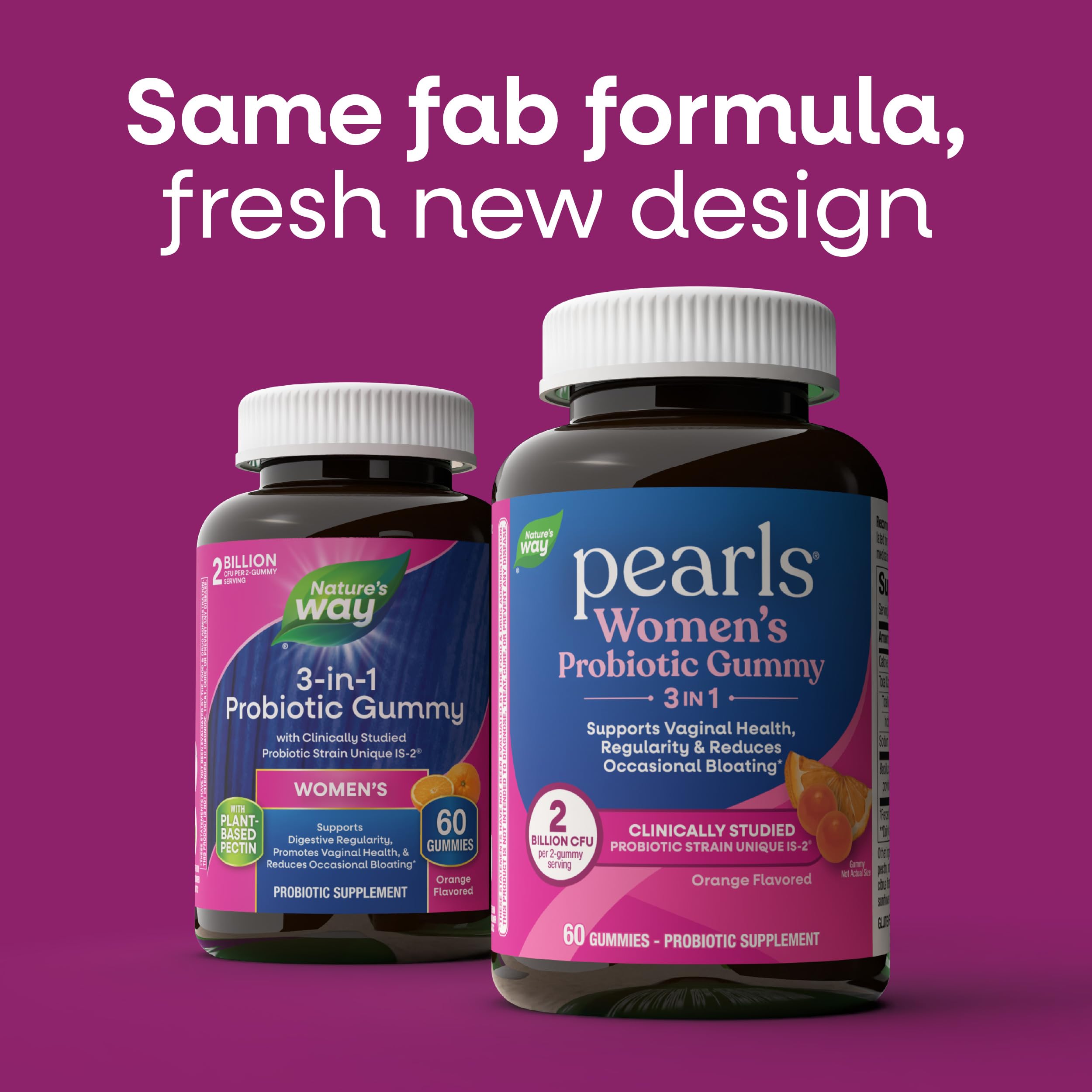 Nature's Way Pearls Probiotic Women's Gummy bottle back view with label