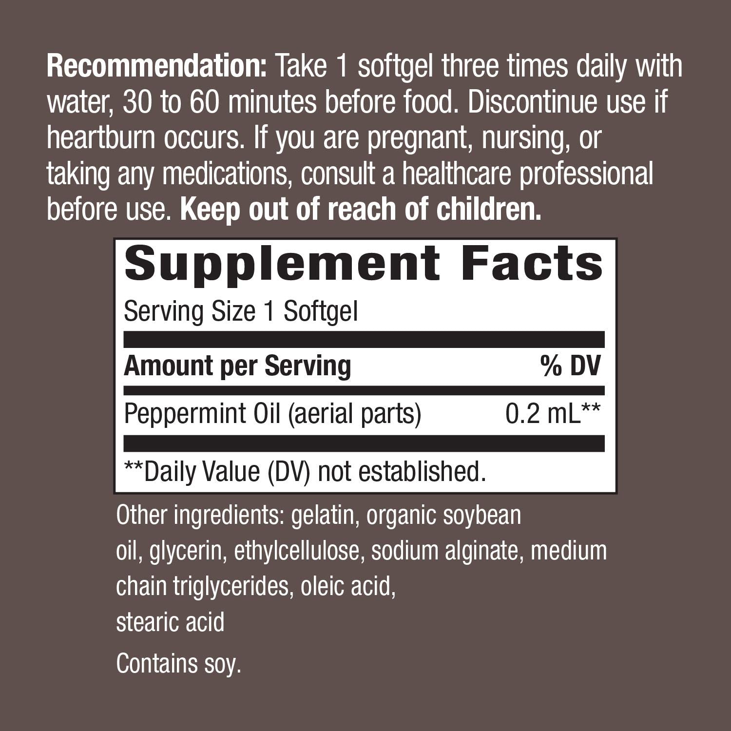 Nature's Way Pepogest Softgels on a wooden table
