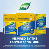 Nature's Way Primadolphilus Reuteri Probiotic Softgels with a glass of water