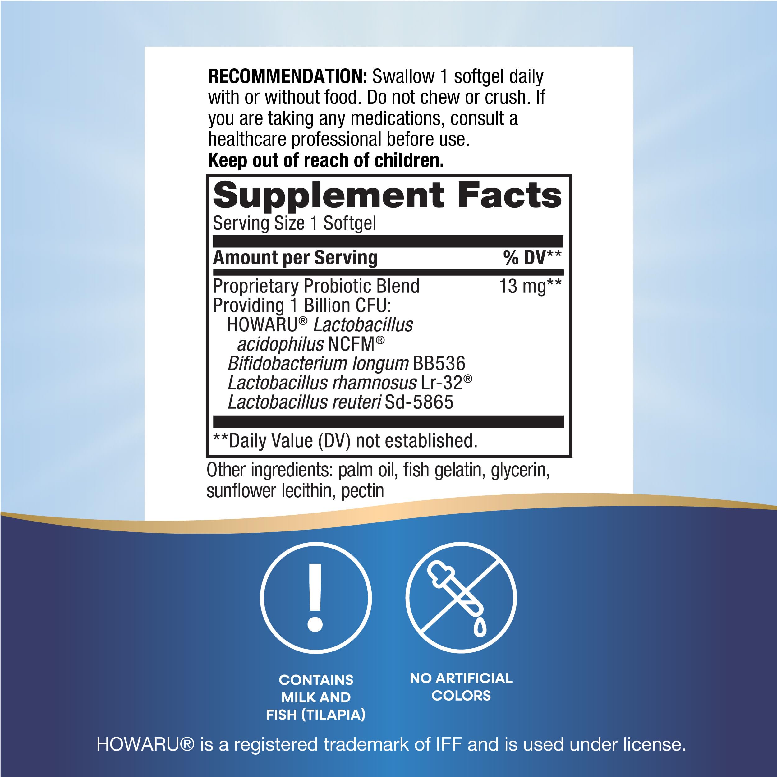 Nature's Way Primadolphilus Reuteri Probiotic Softgels with ingredients list