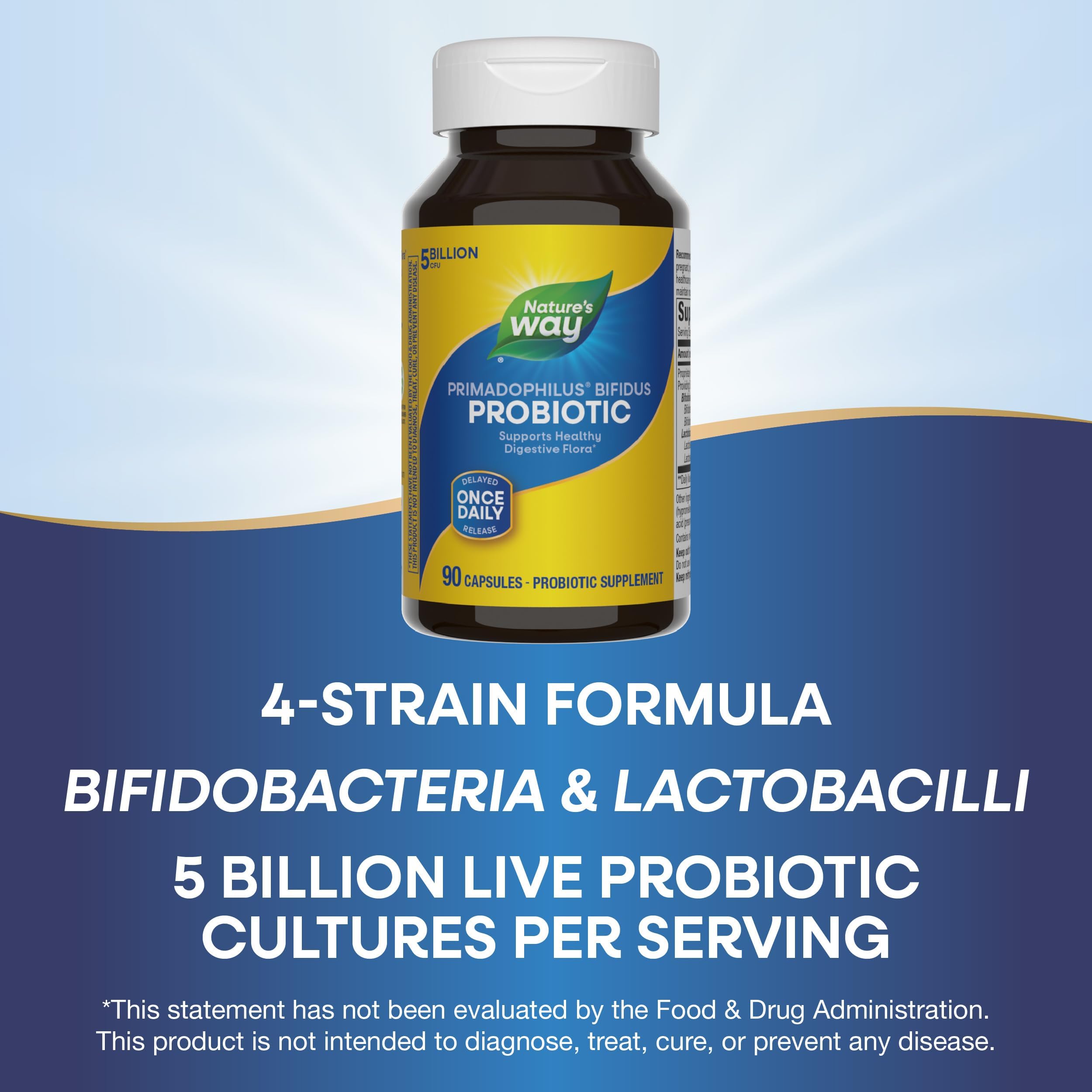 Nature's Way Primadophilius Bifidus Probiotic bottle with recycled packaging