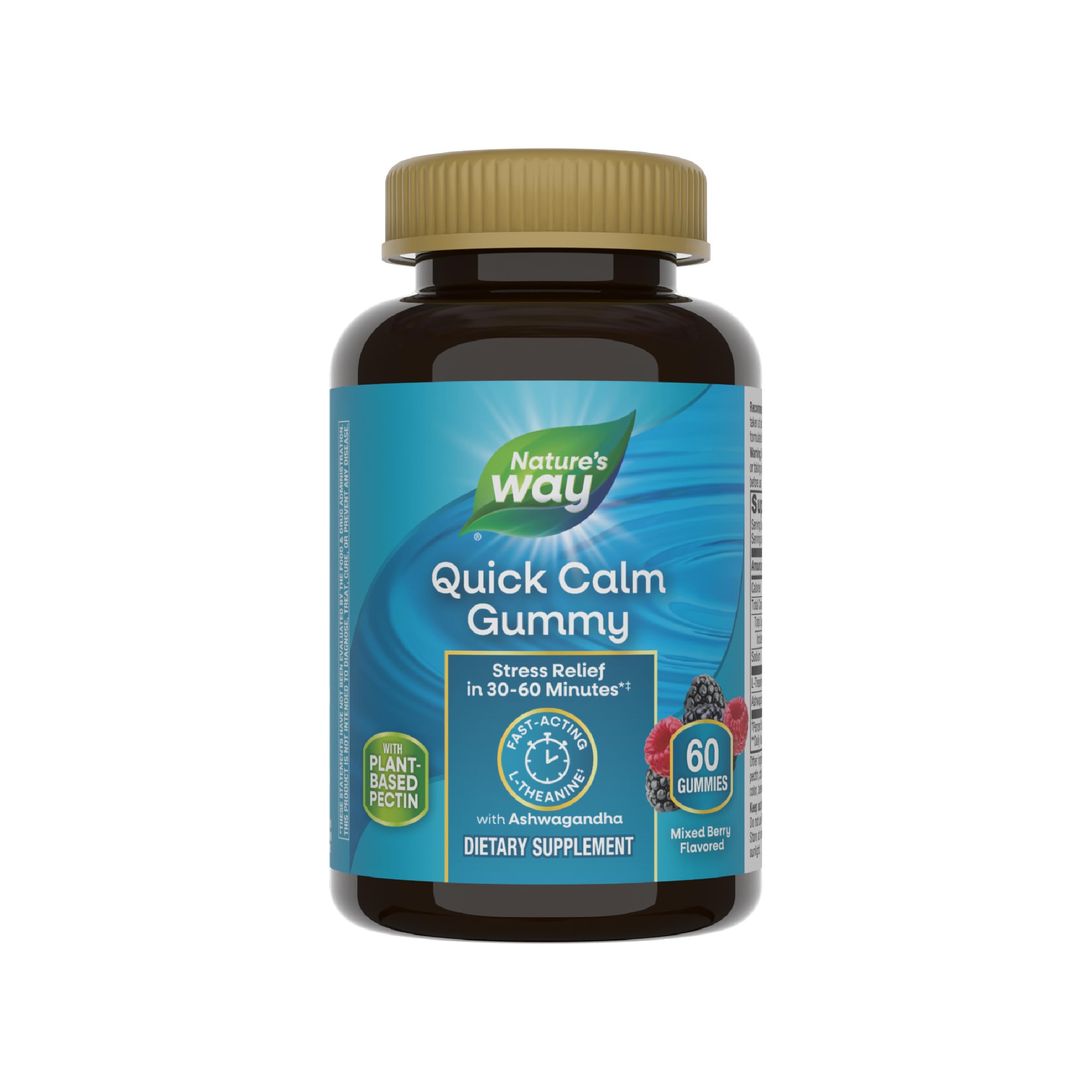 Nature's Way Quick Calm Gummies front view with mixed berry flavour