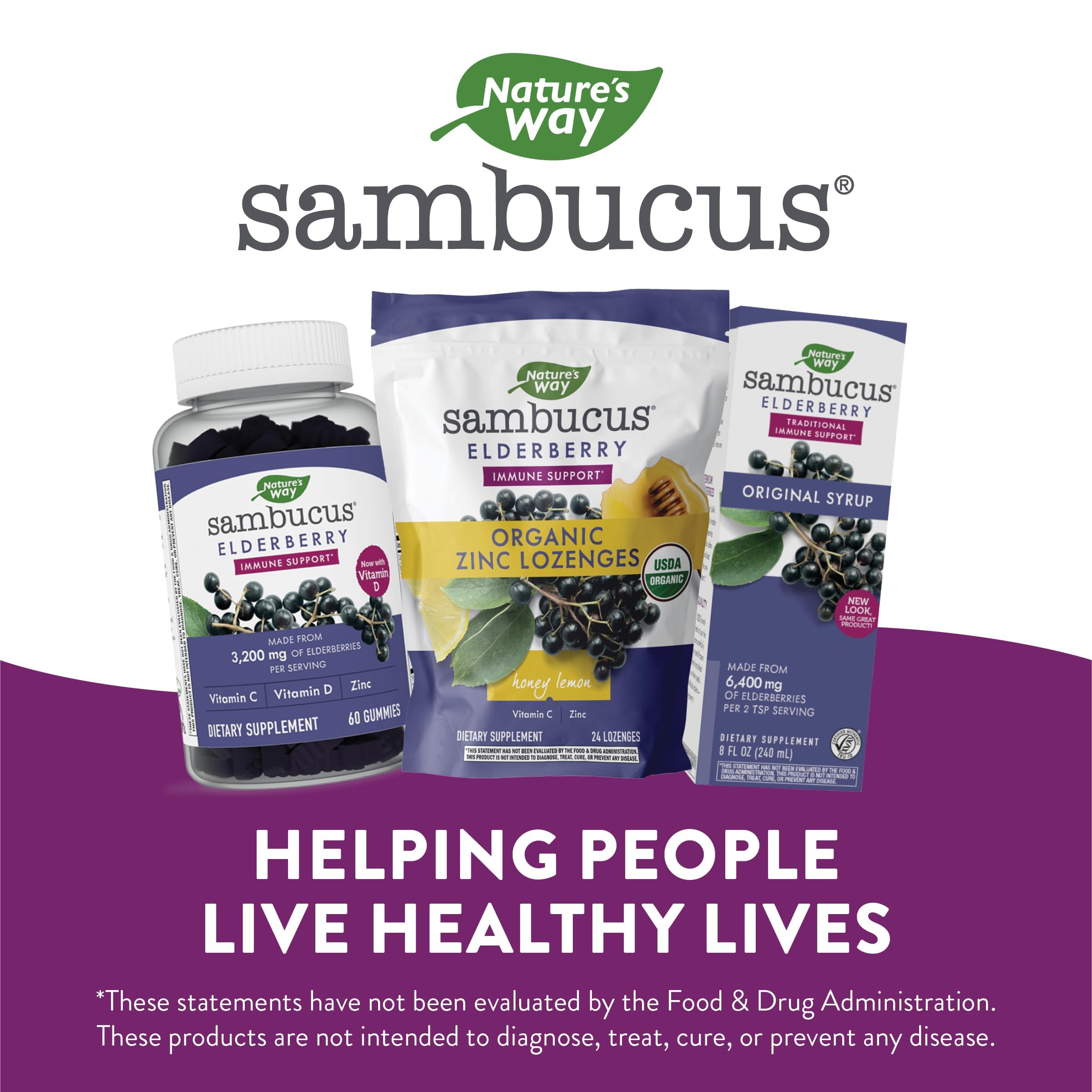 Nature's Way Sambucus daily wellness Lozenges alongside a cup of tea