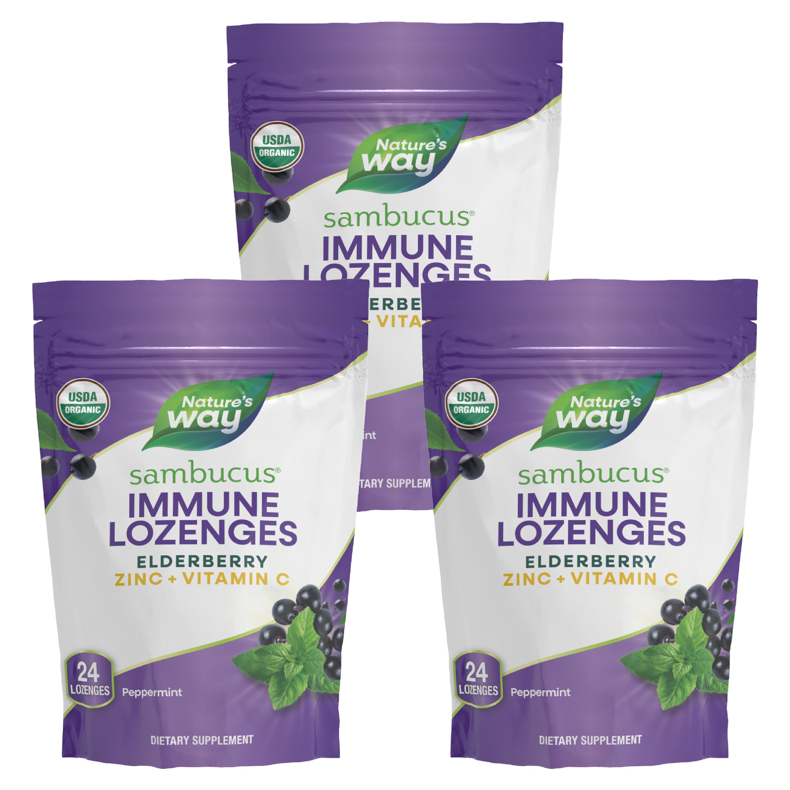 Nature's Way Sambucus daily wellness Lozenges front view, 331g packaging