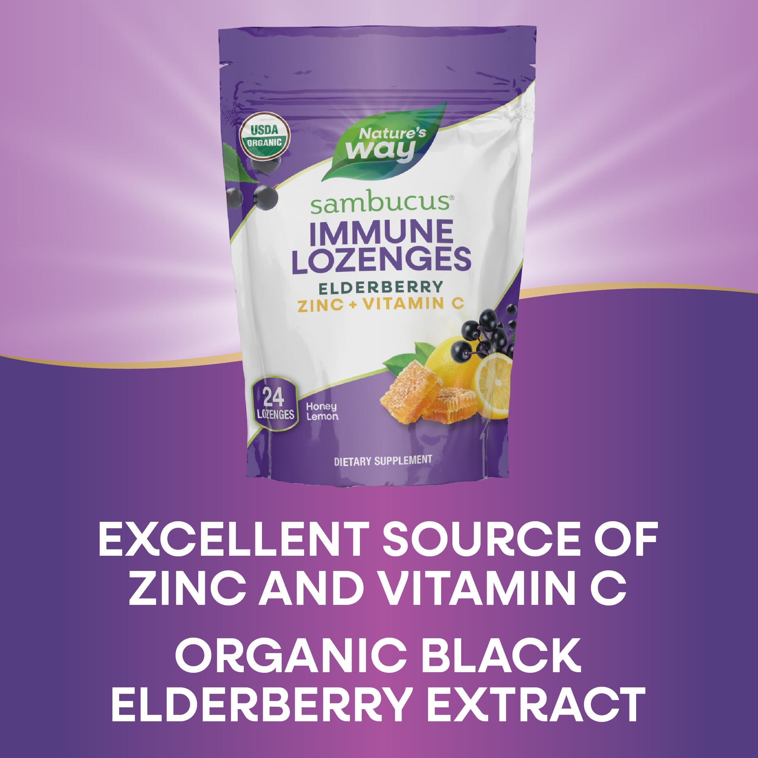 Nature's Way Sambucus daily wellness Lozenges in a hand for size reference