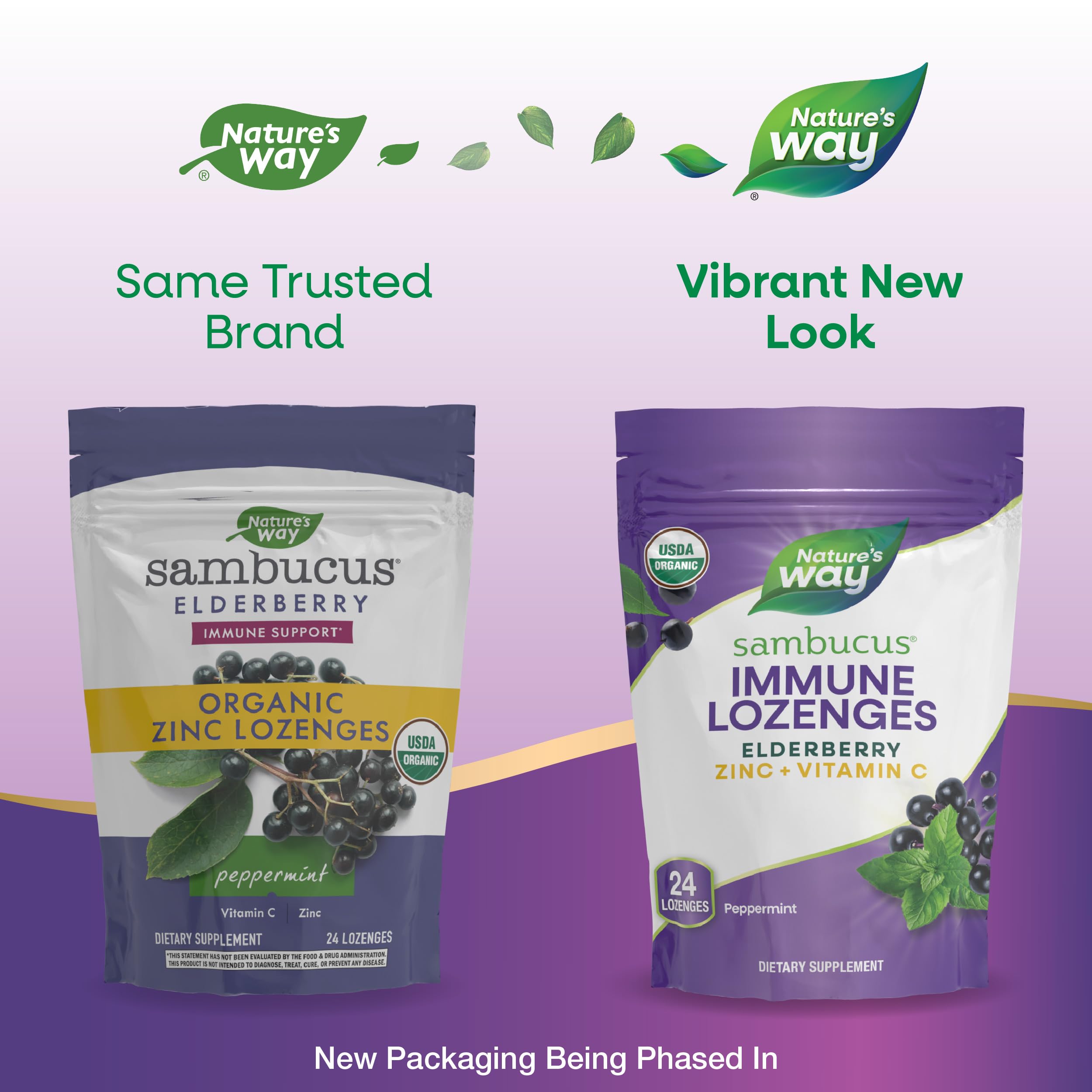 Nature's Way Sambucus daily wellness Lozenges with ingredients list on the side