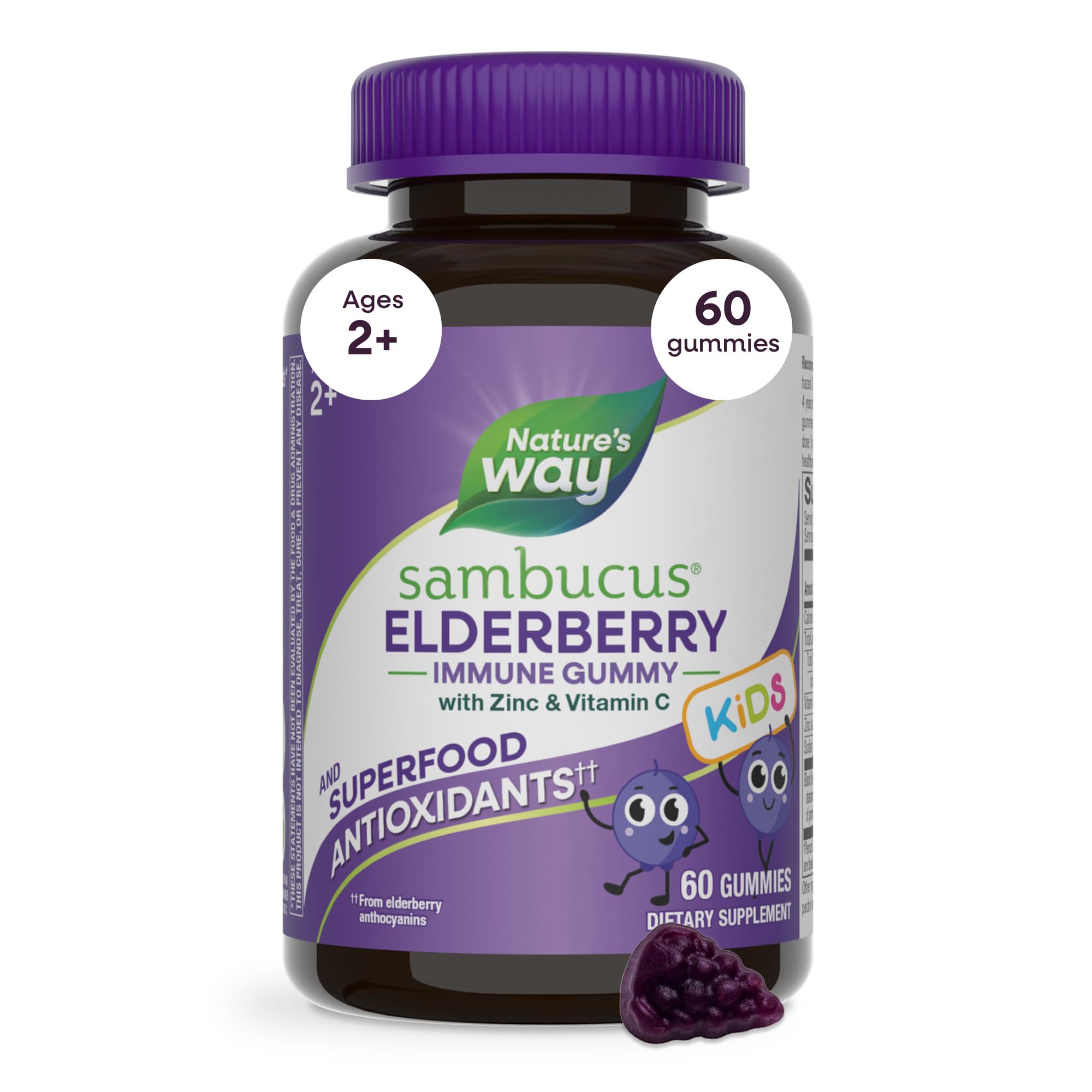 Nature's Way Sambucus Elderberry Gummies 100g front view
