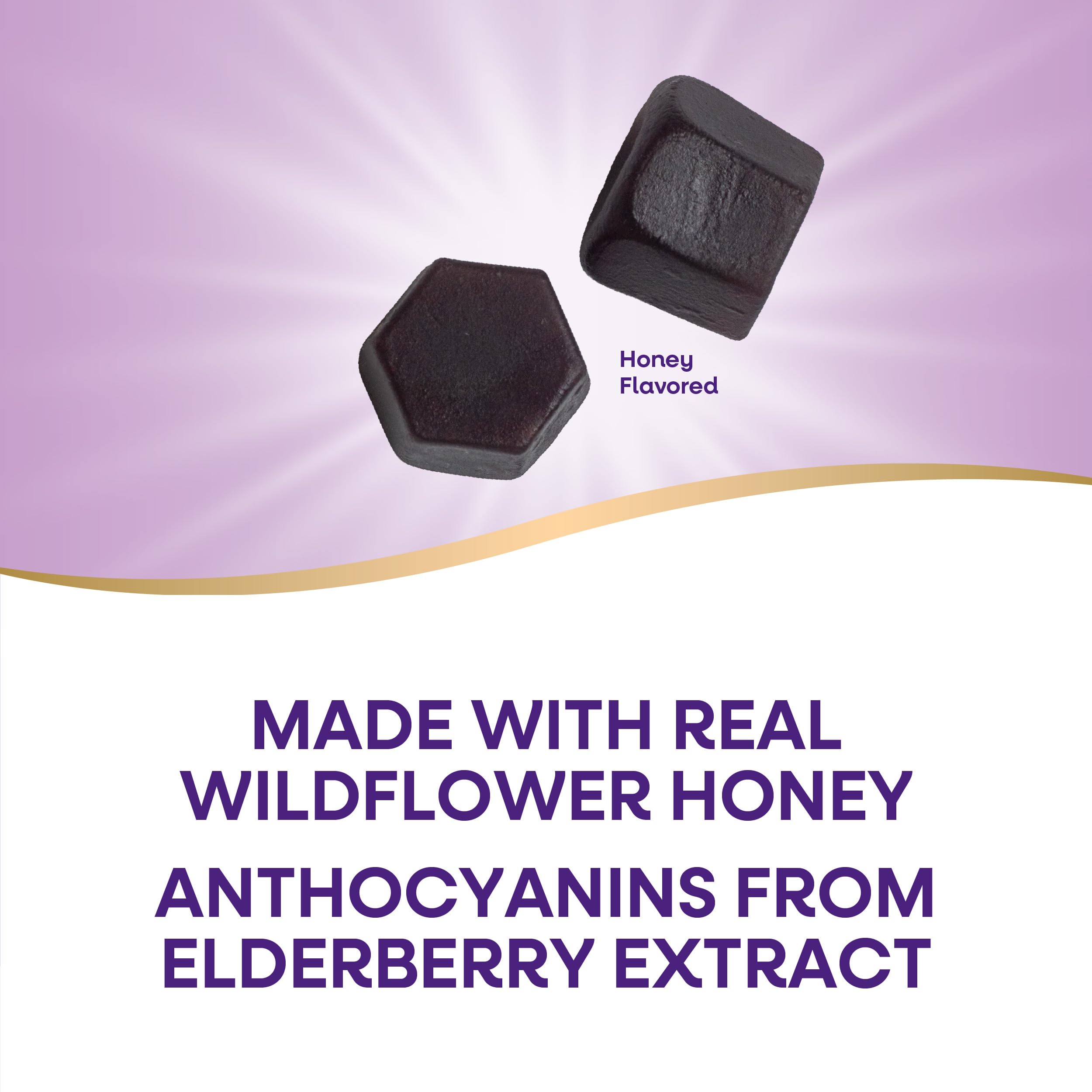Nature's Way Sambucus Elderberry Gummies with wildflower honey close-up