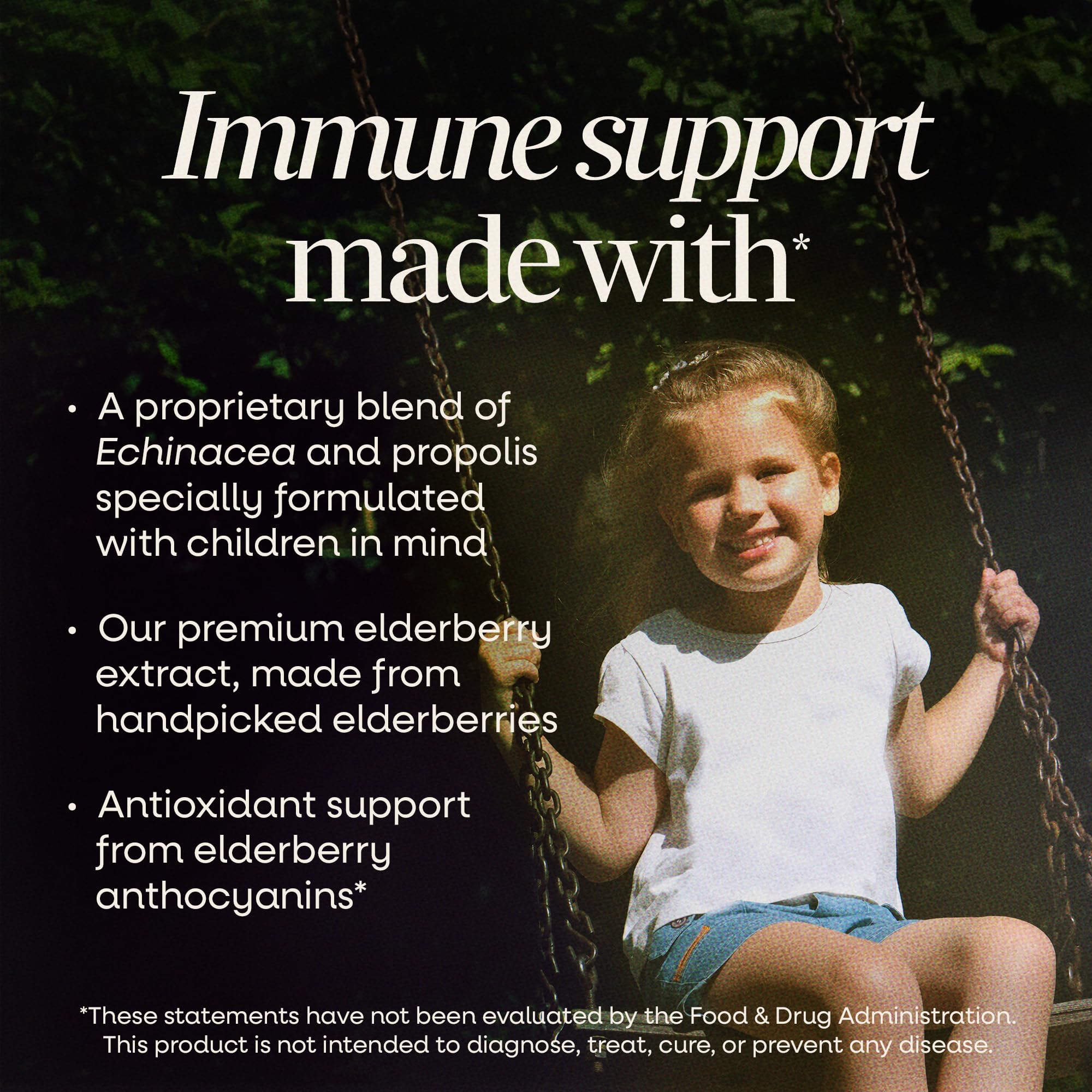 Nature's Way Sambucus Kids Elderberry Syrup side view with dosage instructions