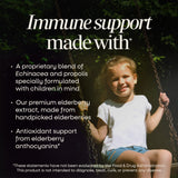Nature's Way Sambucus Kids Elderberry Syrup side view with dosage instructions