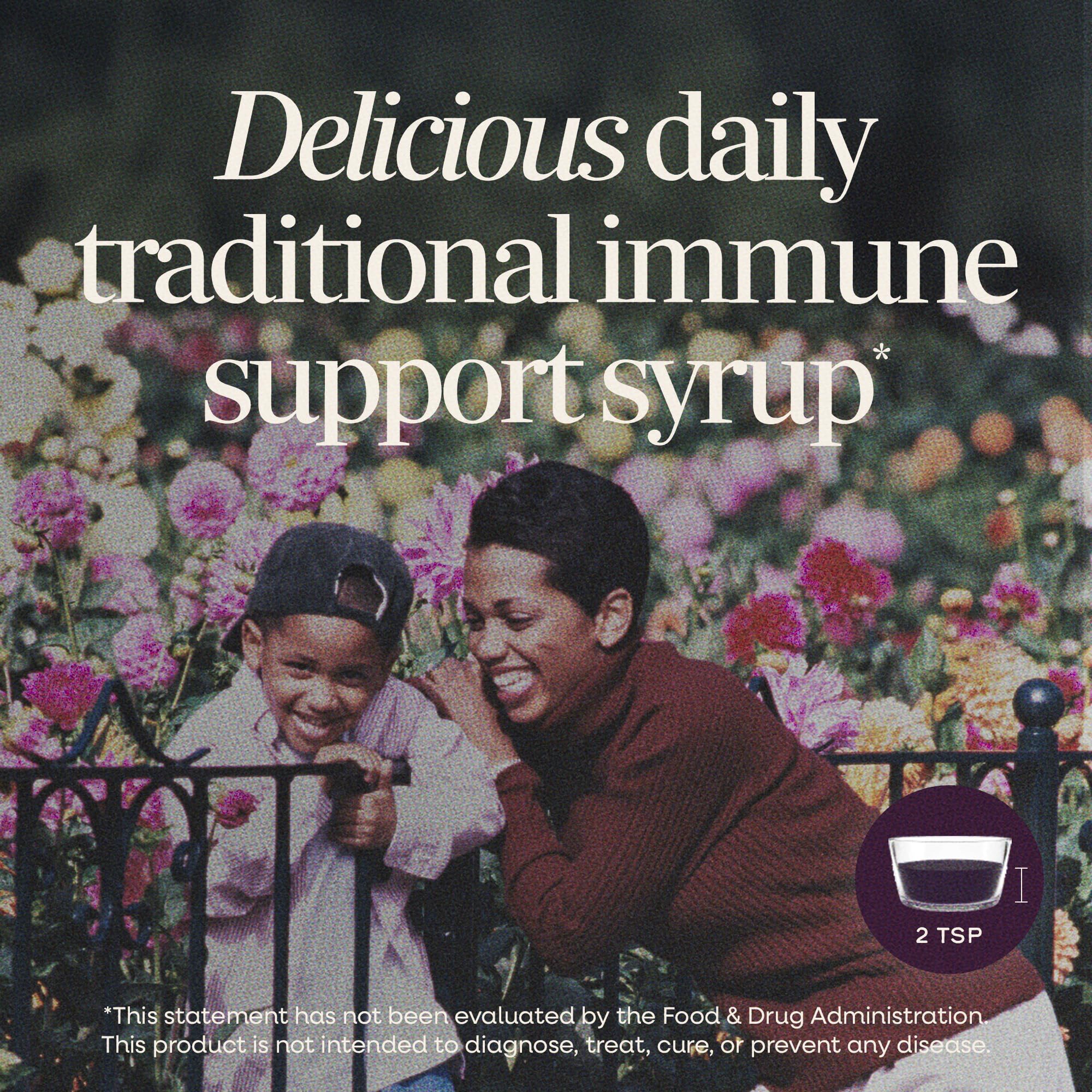 Nature's Way Sambucus syrup pouring into a spoon