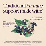 Nature's Way Sambucus syrup with fresh elderberries on a wooden table