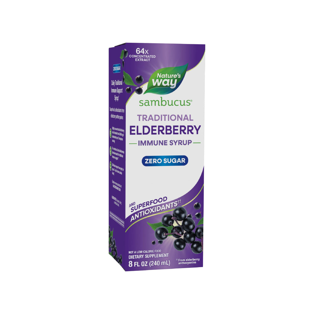 Nature's Way Sambucus Zero Sugar daily wellness Syrup bottle front view