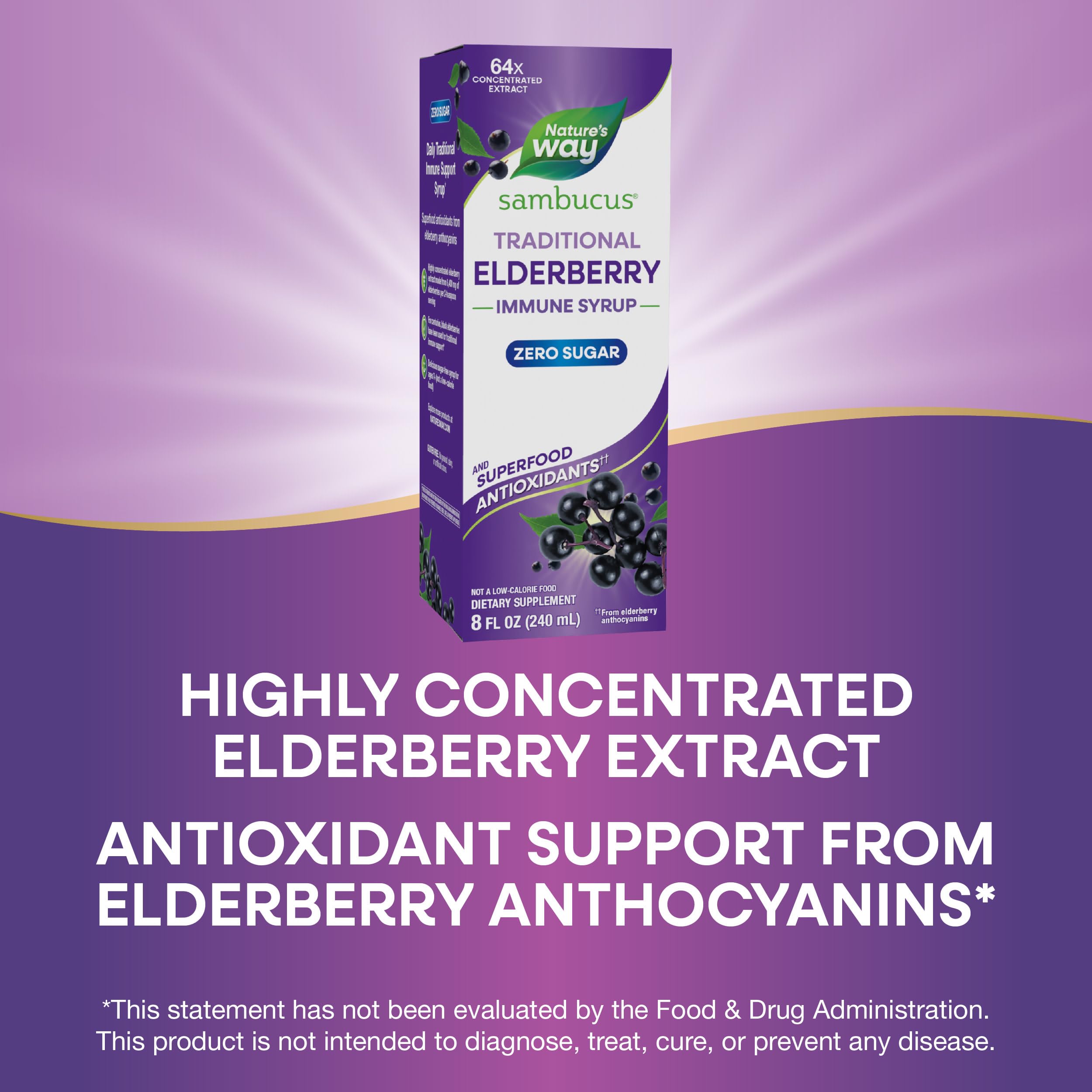 Nature's Way Sambucus Zero Sugar daily wellness Syrup ingredients list