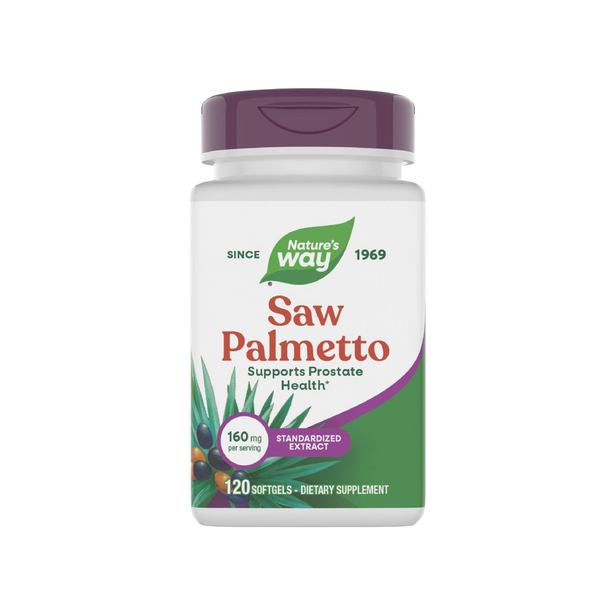 Nature's Way Saw Palmetto softgels front view
