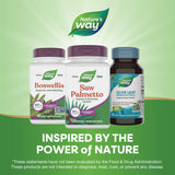 Nature's Way Saw Palmetto softgels in a hand