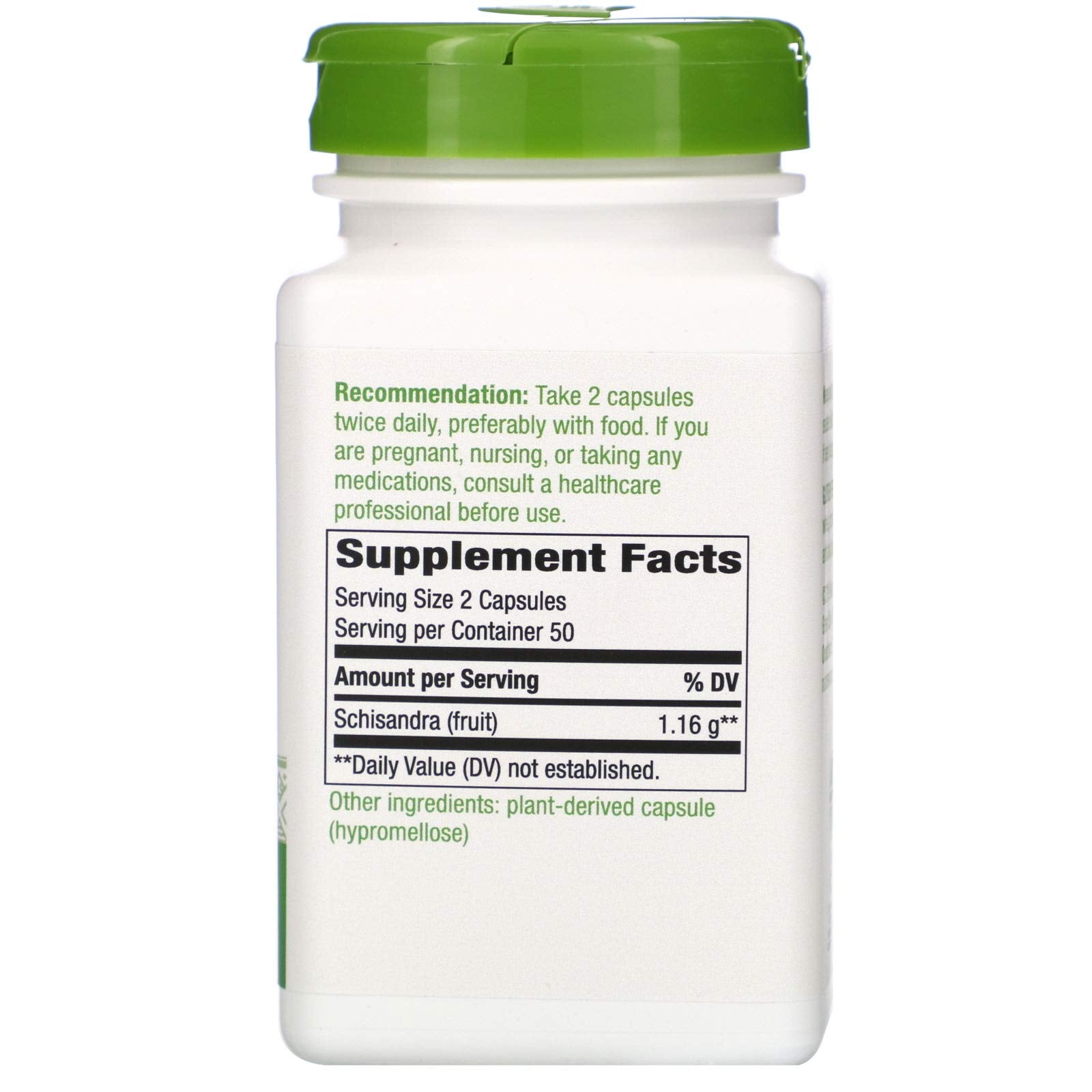 Nature's Way Schisandra Fruit 100 Capsules side view