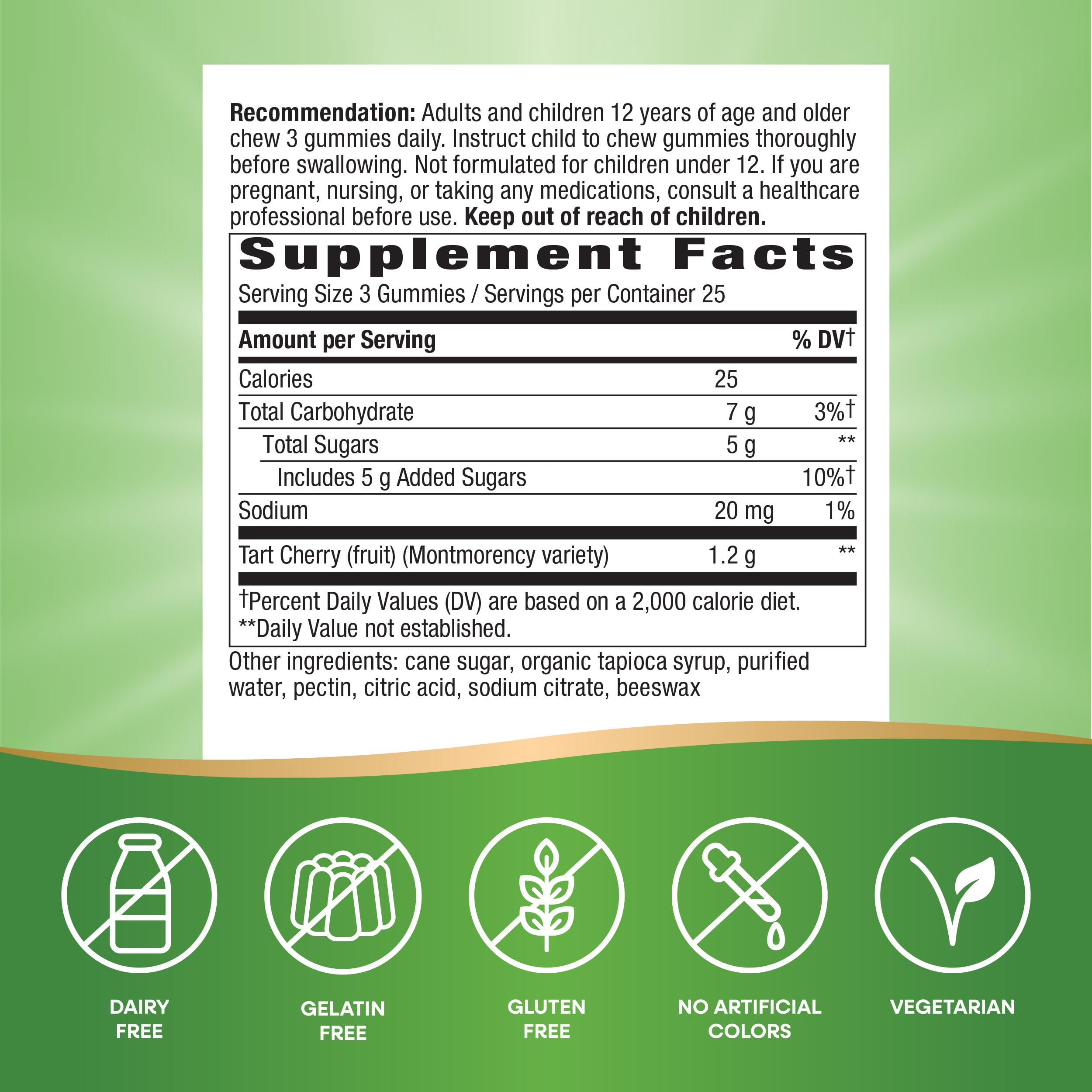Nature's Way Tart Cherry Ultra Gummies ingredients list