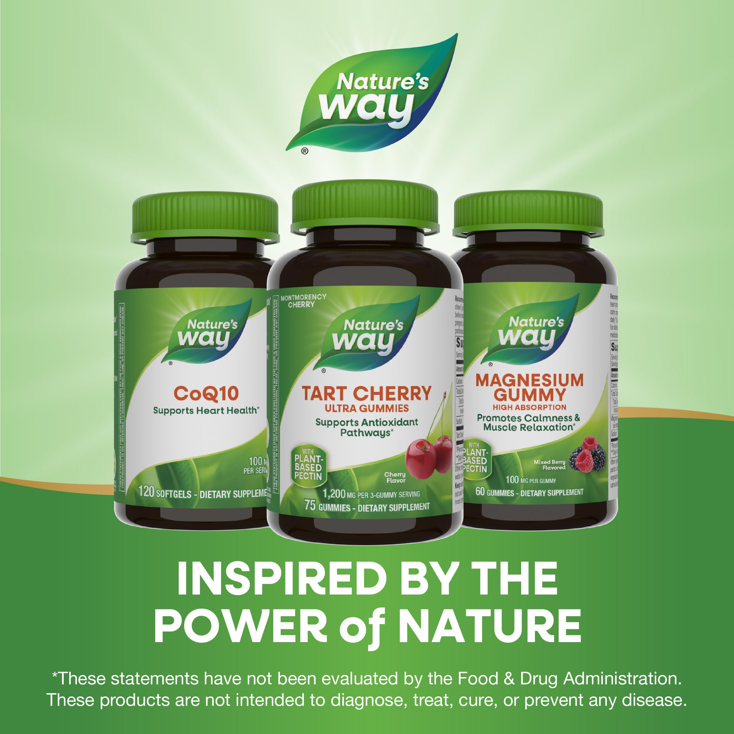 Nature's Way Tart Cherry Ultra Gummies with a glass of water