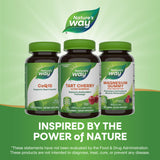 Nature's Way Tart Cherry Ultra Gummies with a glass of water