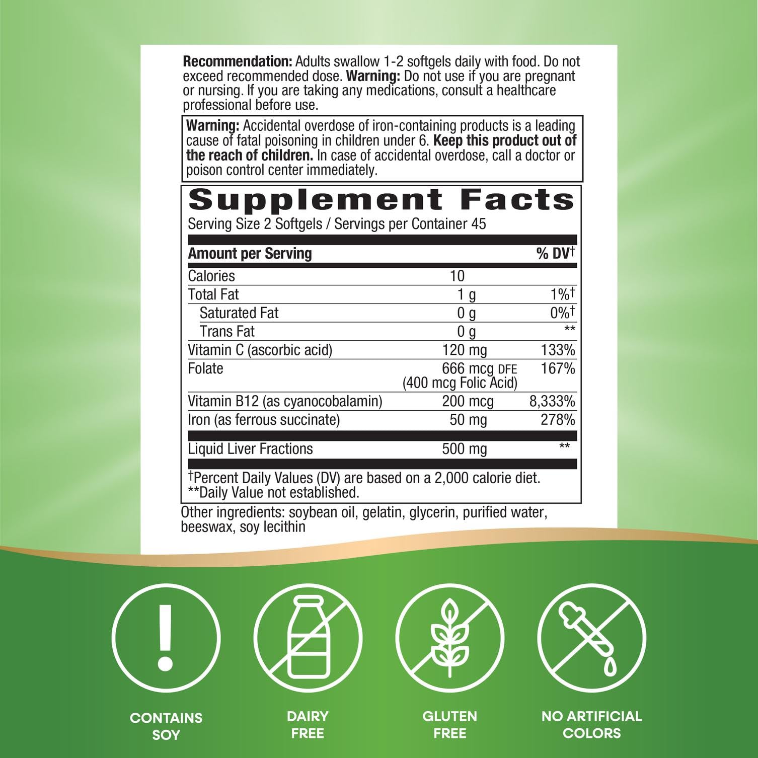Nature's Way Ultimate Iron bottle with recycling symbol