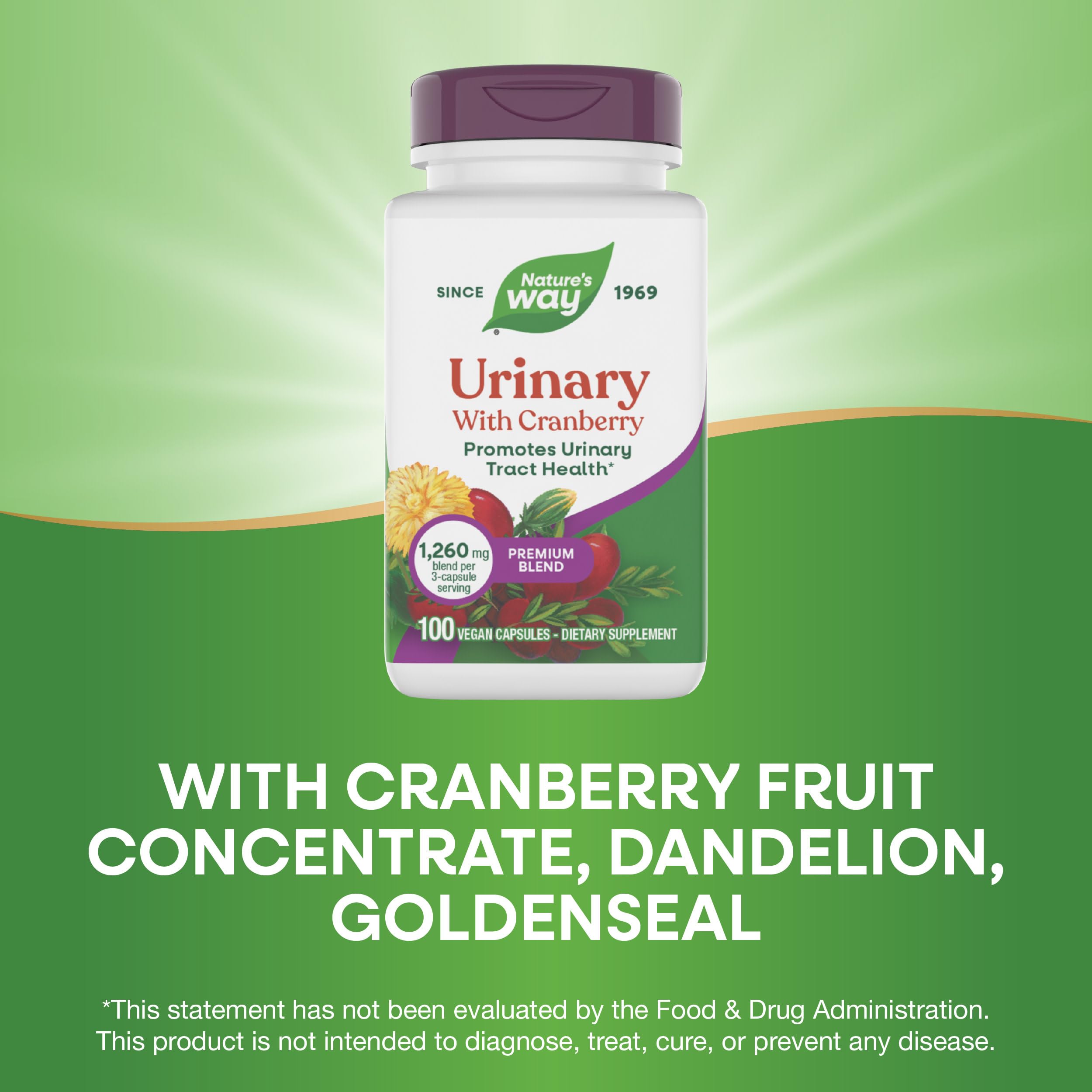 Nature's Way Urinary with Cranberry bottle with a glass of water