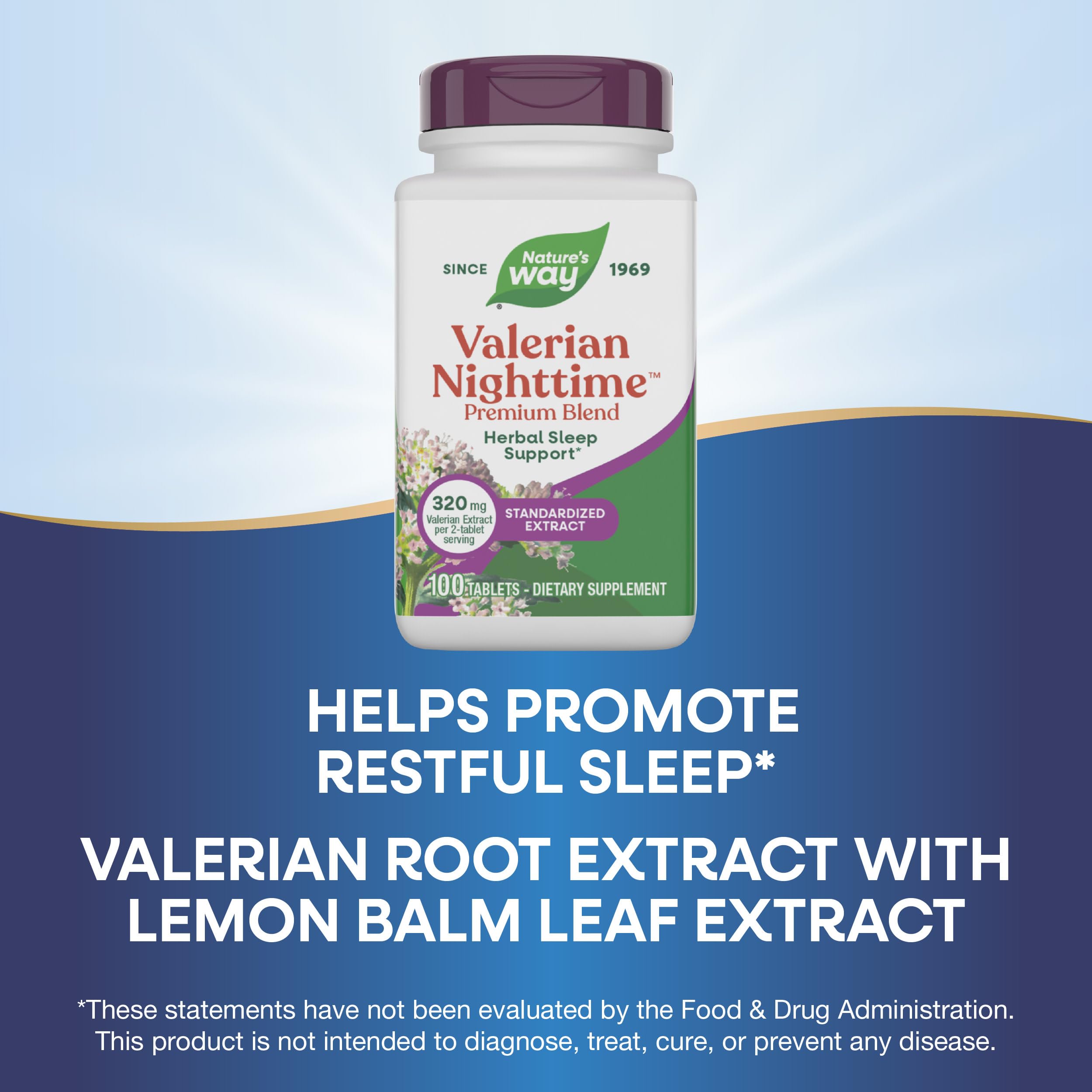 Nature's Way Valerian Nighttime Premium Blend 320mg packaging