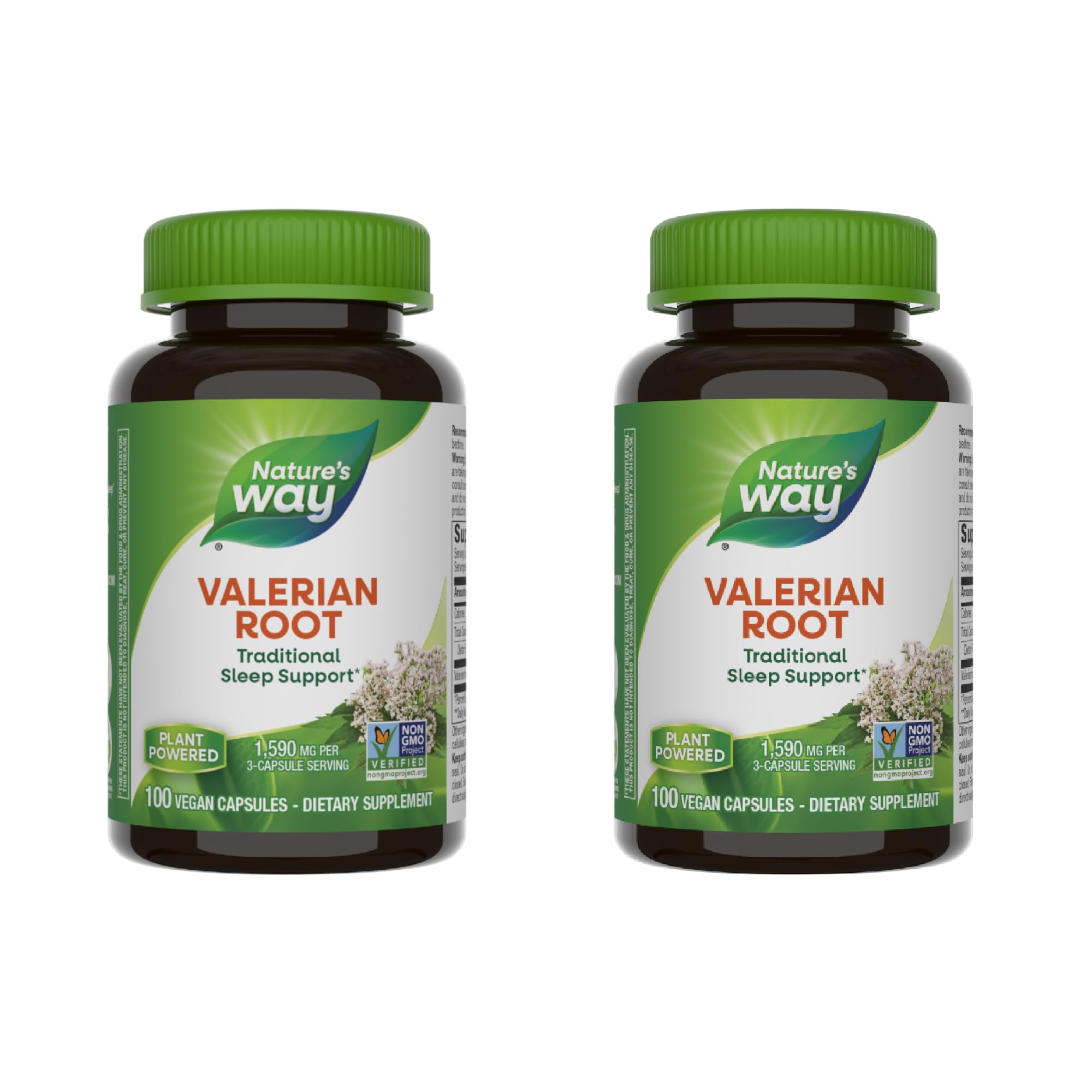 Nature's Way Valerian Root 1590mg herbal supplement capsules front view