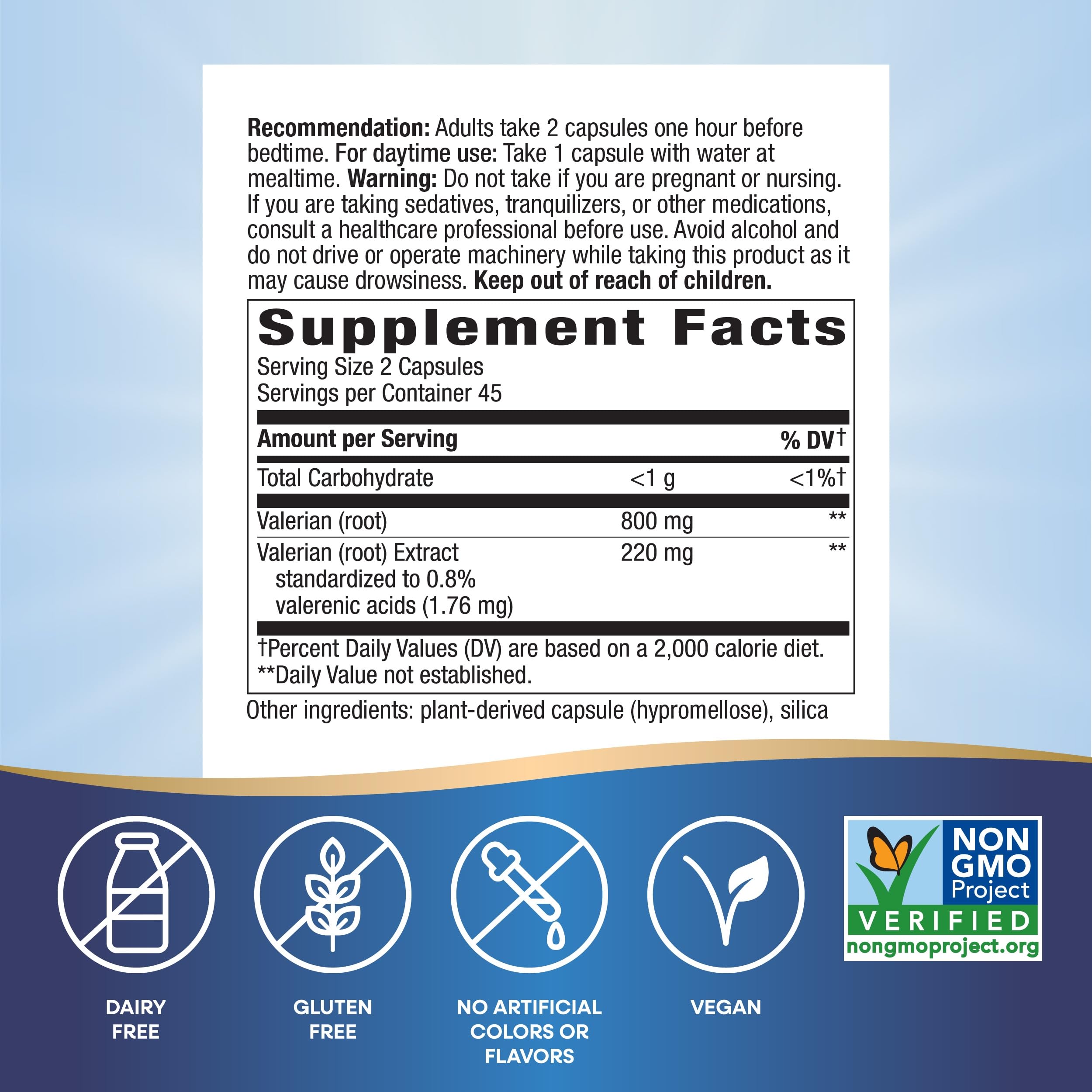 Nature's Way Valerian Root Capsules 196g side view