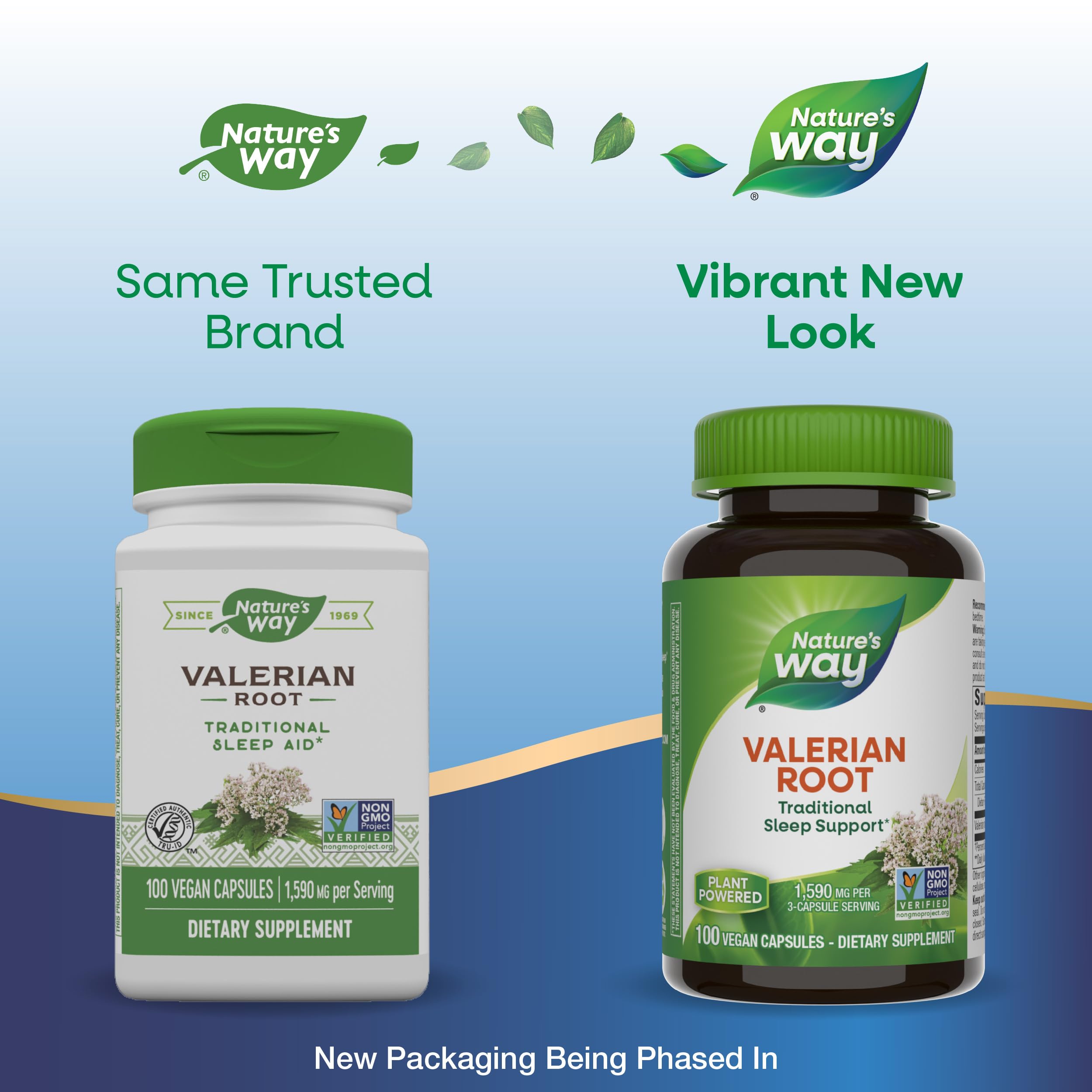 Nature's Way Valerian Root capsules showing dosage information