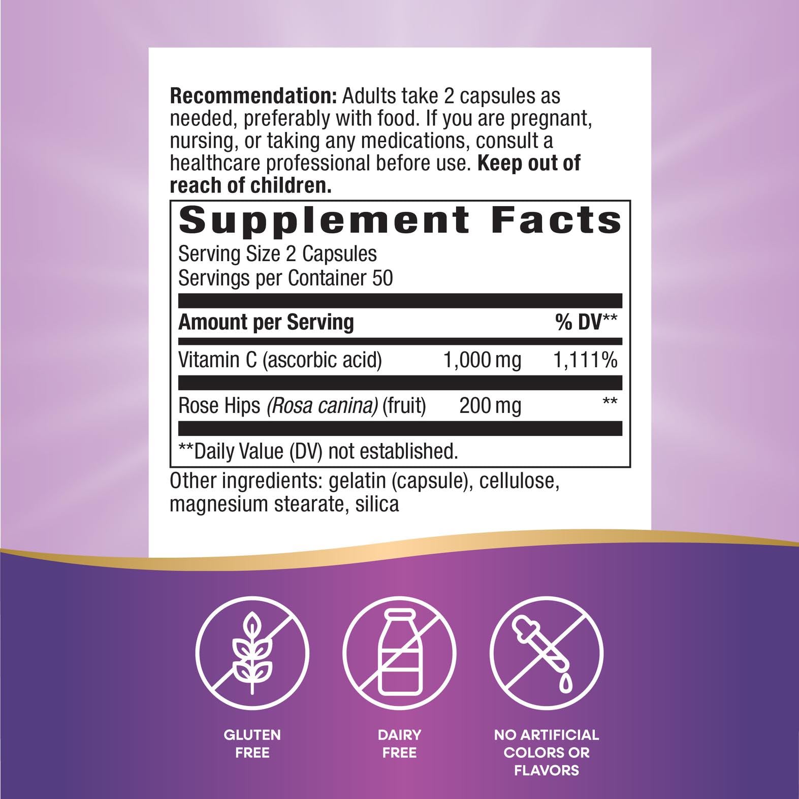 Nature's Way Vitamin C-500 with Rose Hips ingredients list