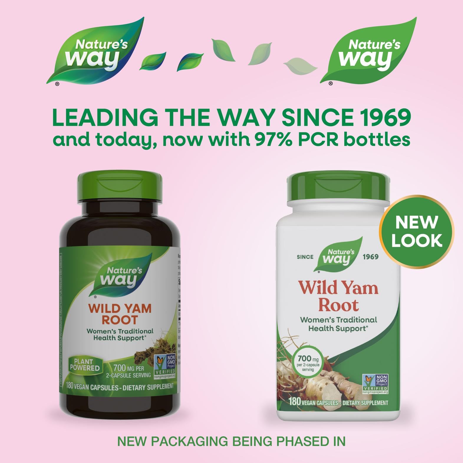 Nature's Way Wild Yam 50g vegetarian capsules back view