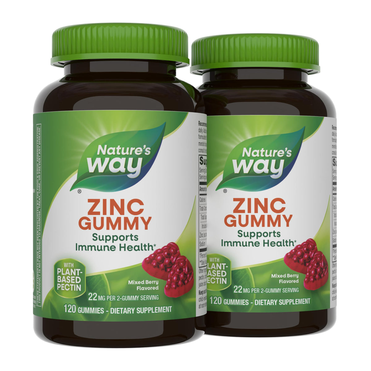 Nature's Way Zinc Gummies mixed berry flavour front view