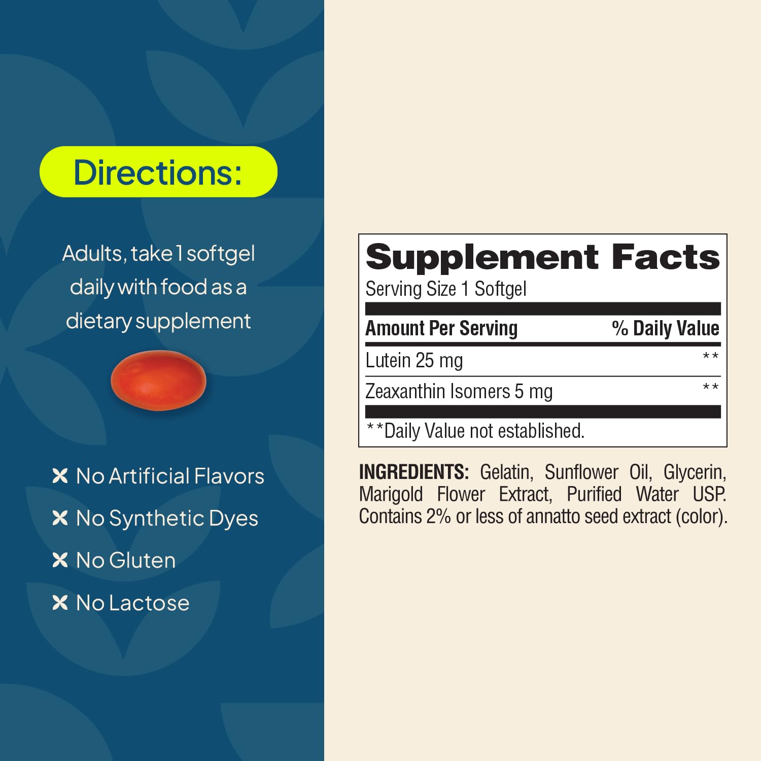 Nature's Wonder Lutein & Zeaxanthin Softgels packaging