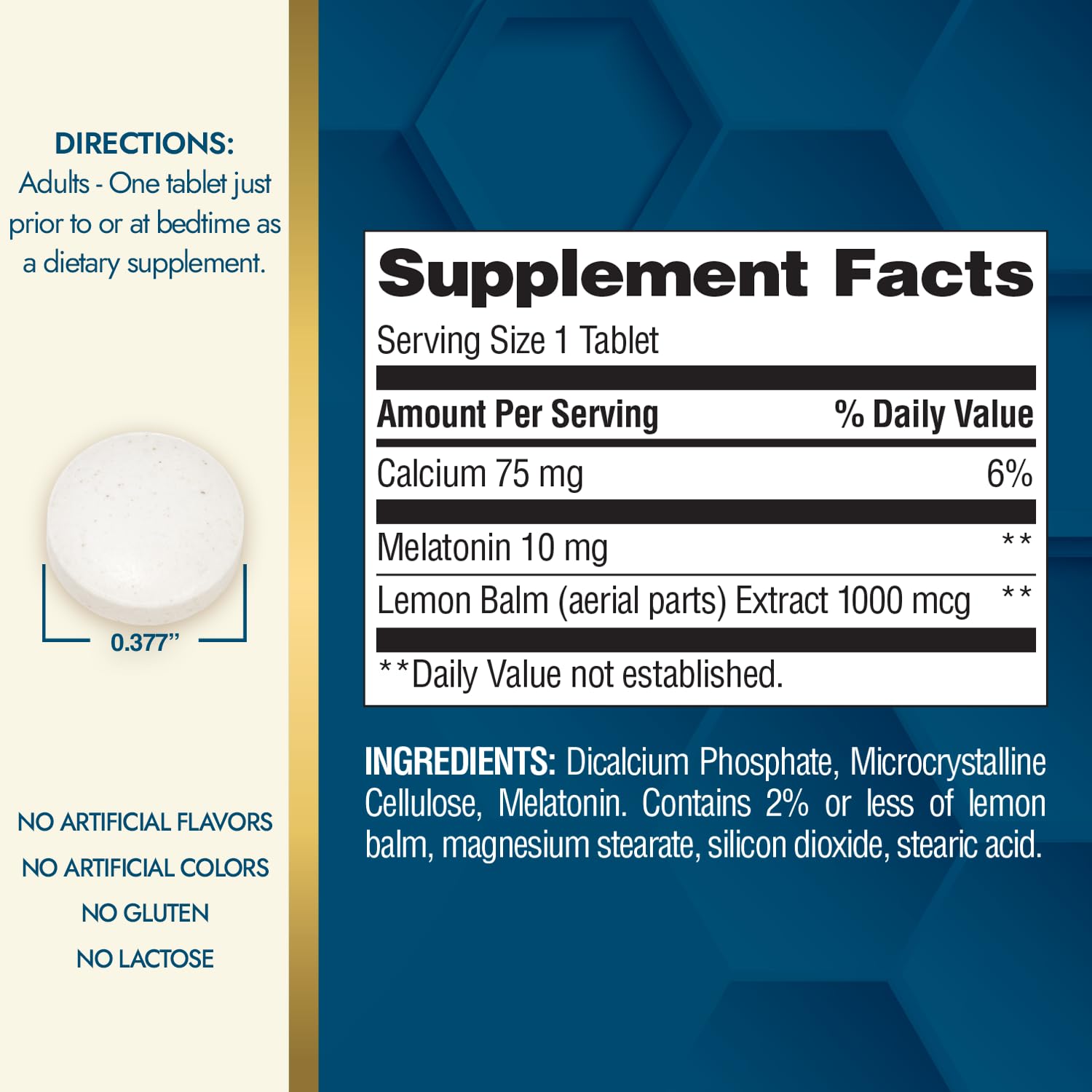Nature's Wonder Melatonin with Lemon Balm Tablets close-up of tablets